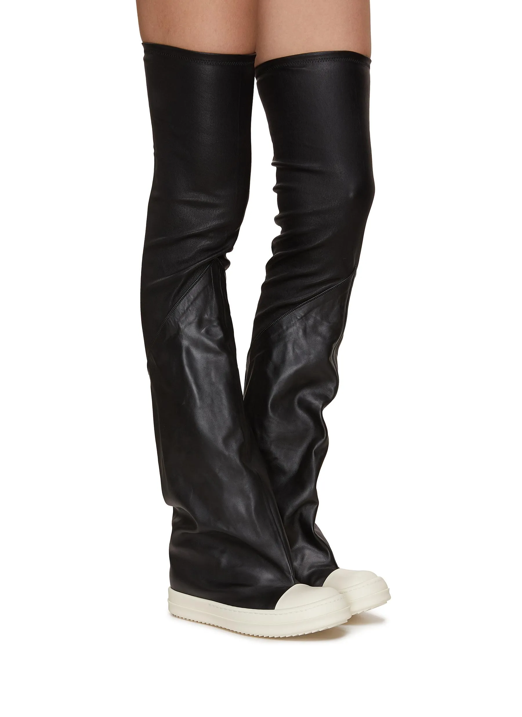 -----------RICK OWENS  ---- ------------ ----Leather Knee-High Stocking Sneakers --