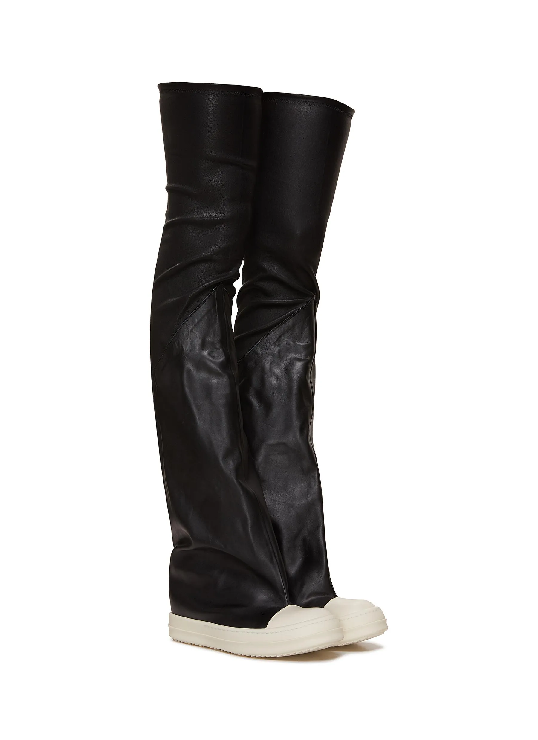 -----------RICK OWENS  ---- ------------ ----Leather Knee-High Stocking Sneakers --