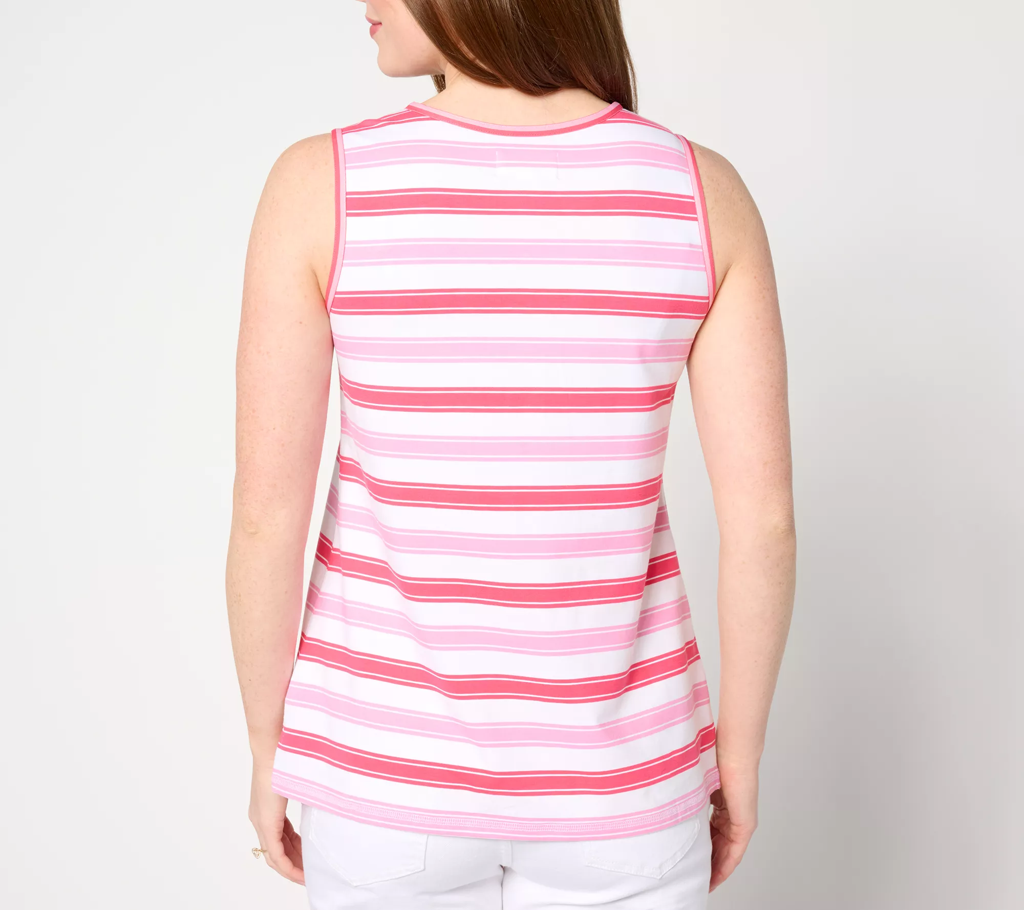 "As Is" Isaac Mizrahi Live! Clubhouse Yarn Dye Stripe Sleeveless Top