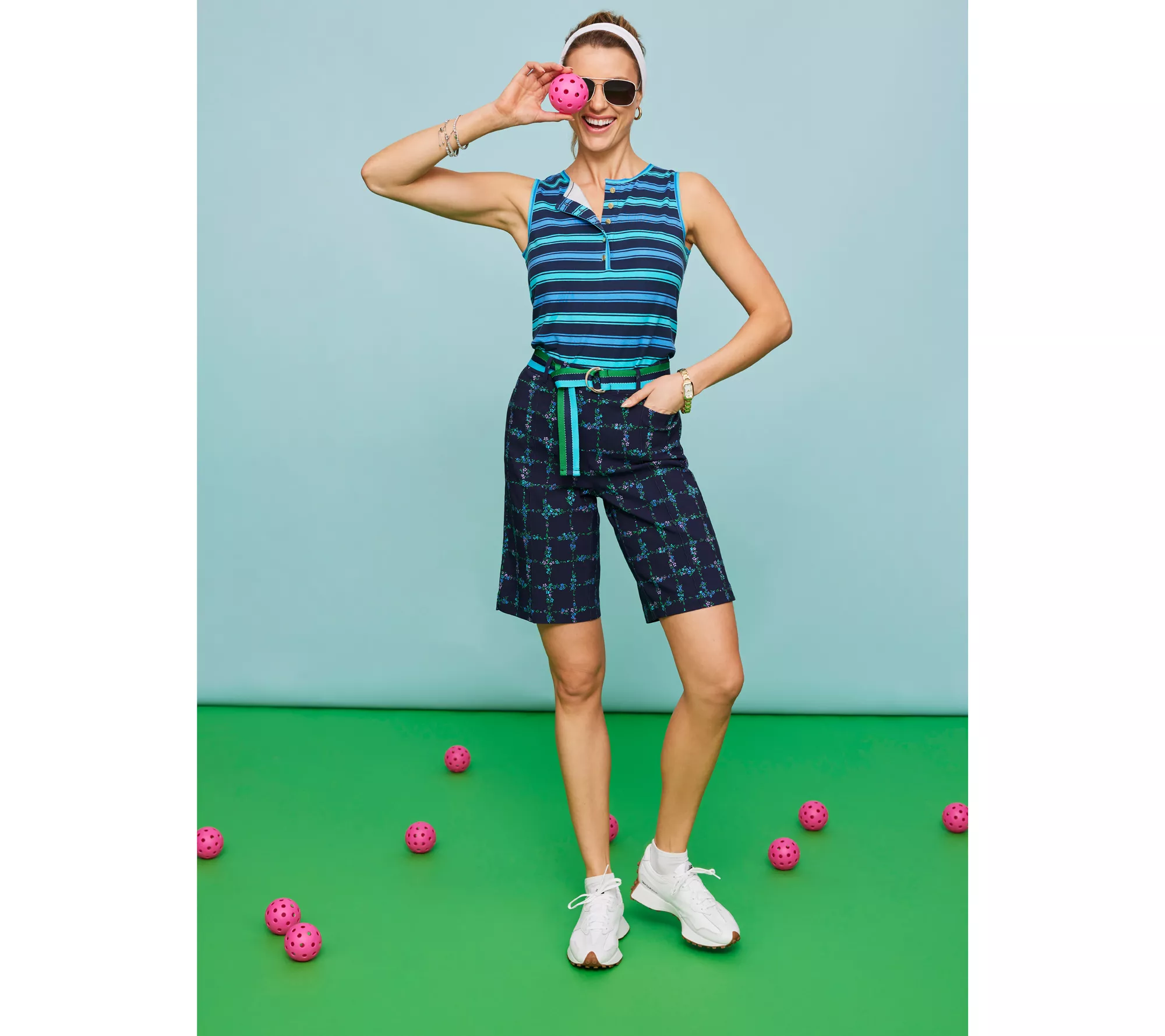 "As Is" Isaac Mizrahi Live! Clubhouse Yarn Dye Stripe Sleeveless Top