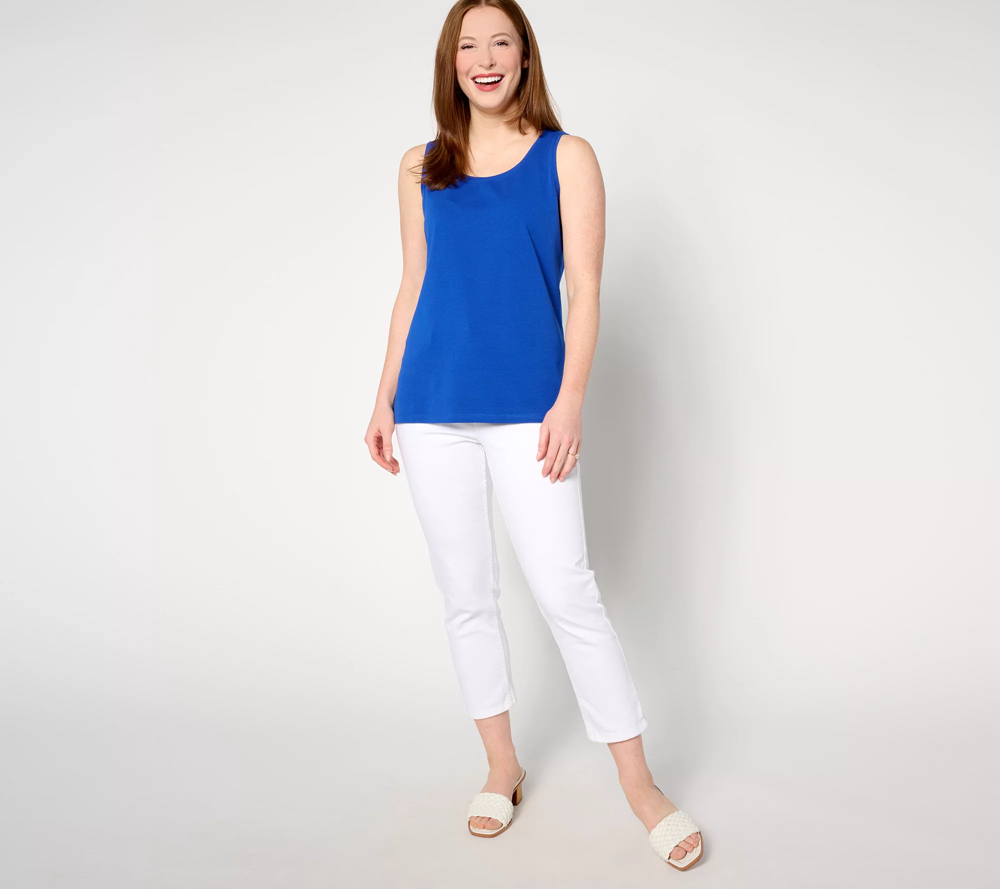 "As Is" Isaac Mizrahi Live! Essentials Pima Cotton Sleeveless Top