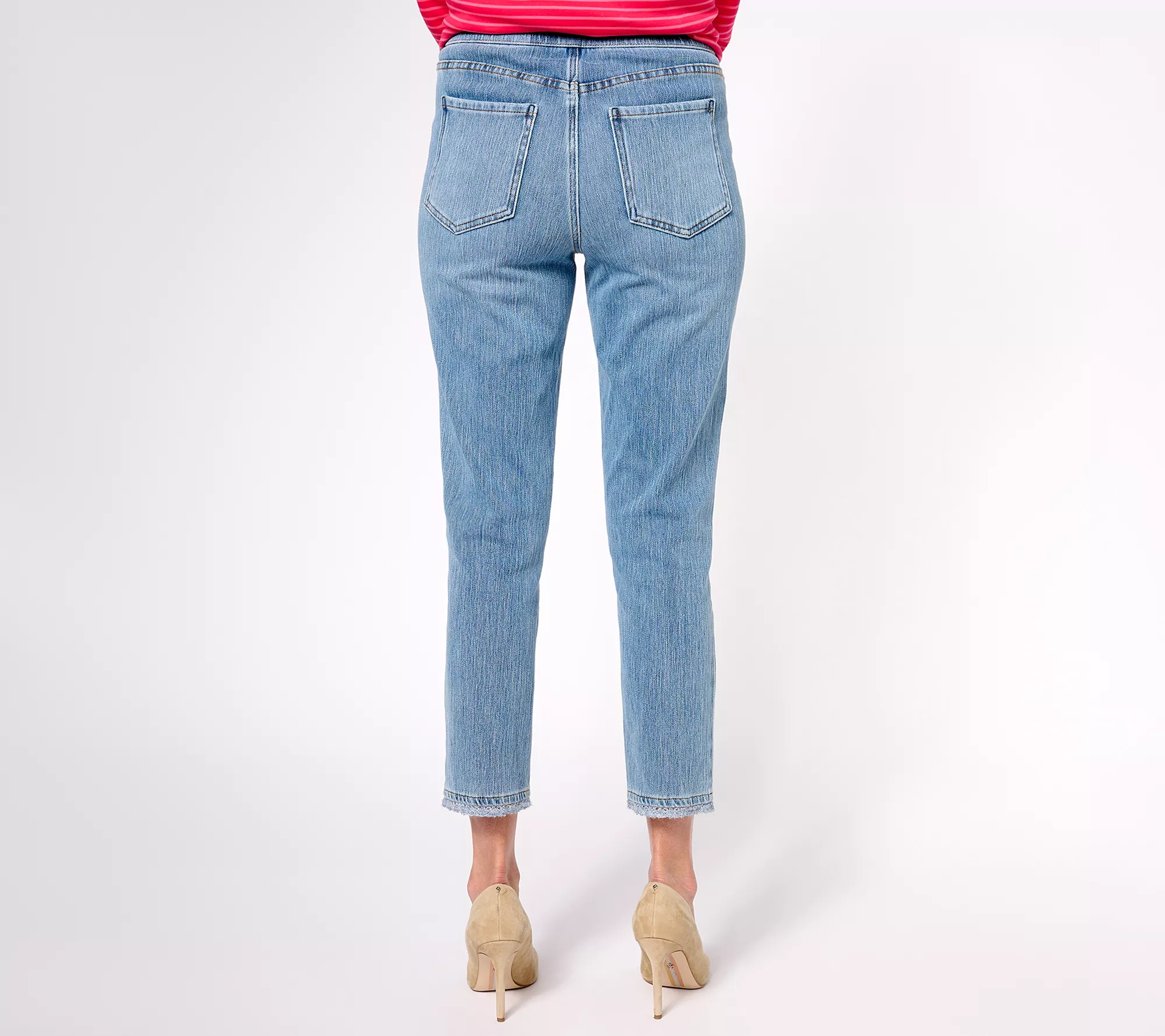 "As Is" Isaac Mizrahi Live! Knit Denim Petite Pull-On Jeans