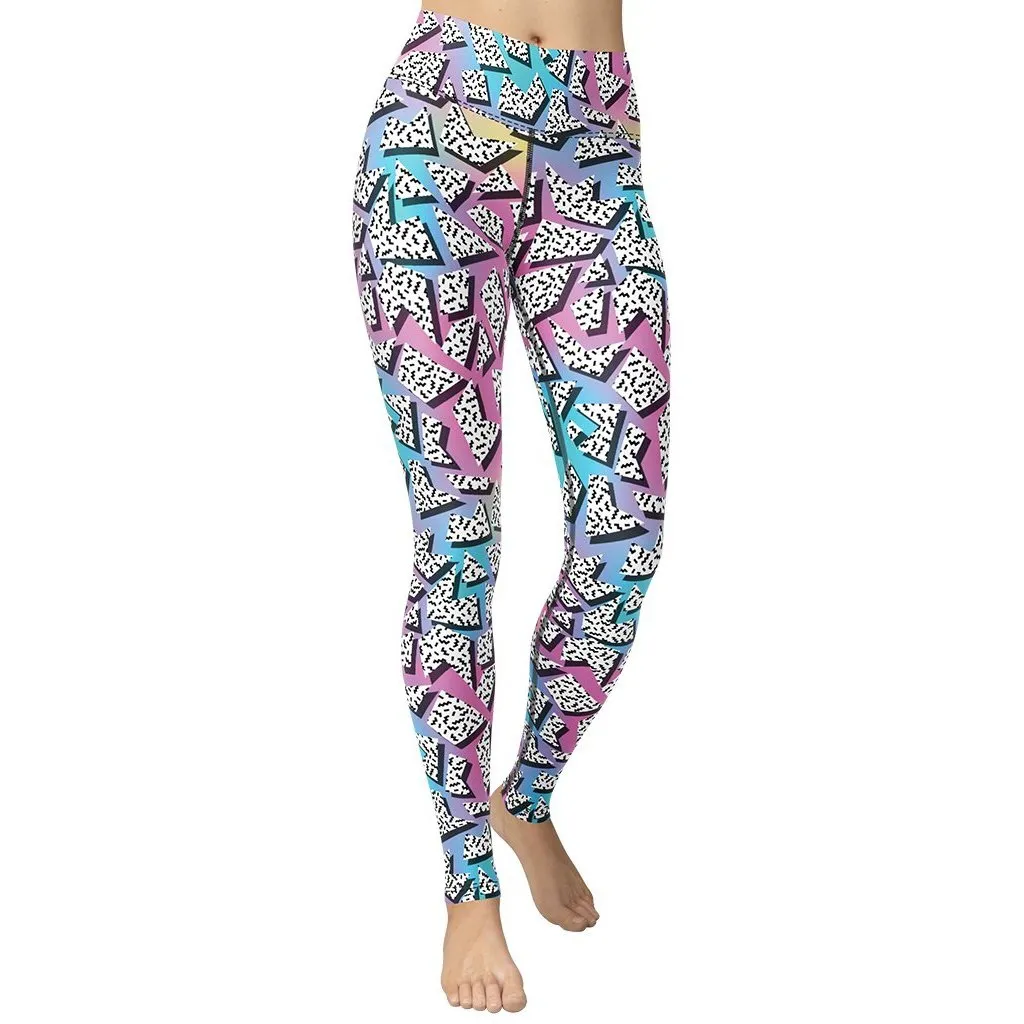 3D Neon Geometric Yoga Leggings