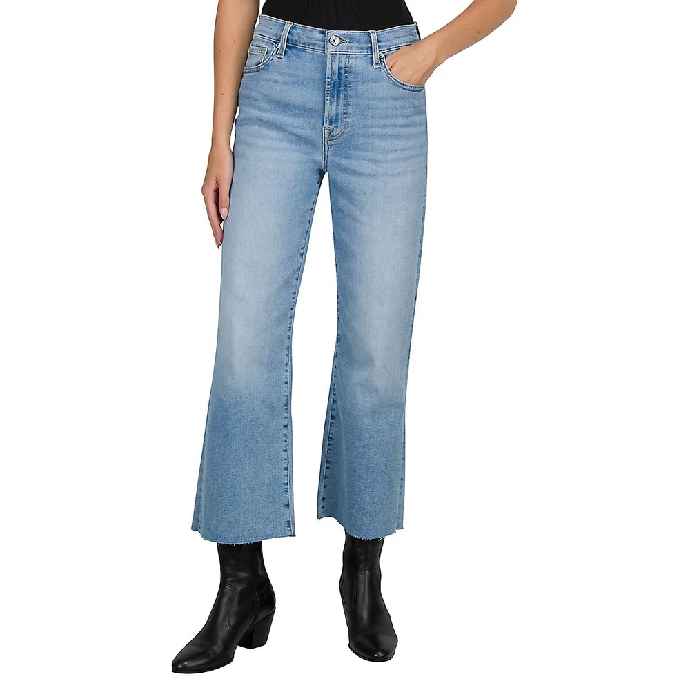 7 For All Mankind Etienne Alexa Cropped Cut Hem Wide-Leg Jeans