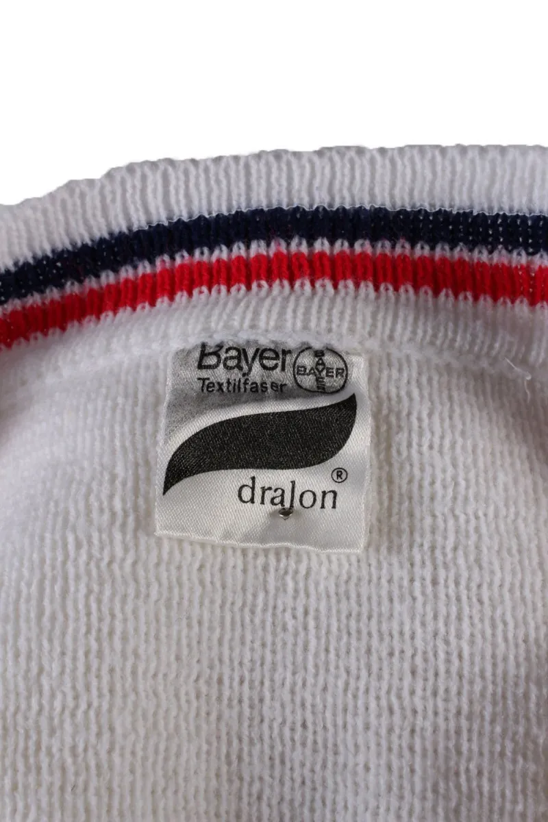 90s Retro Pullover Jumper Dralon White M - Pepper Tree London