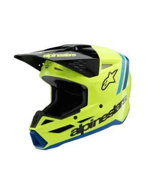 Alpinestars - 2025 SM3 Youth Radium Yellow Black Blue Glossy MX Helmet