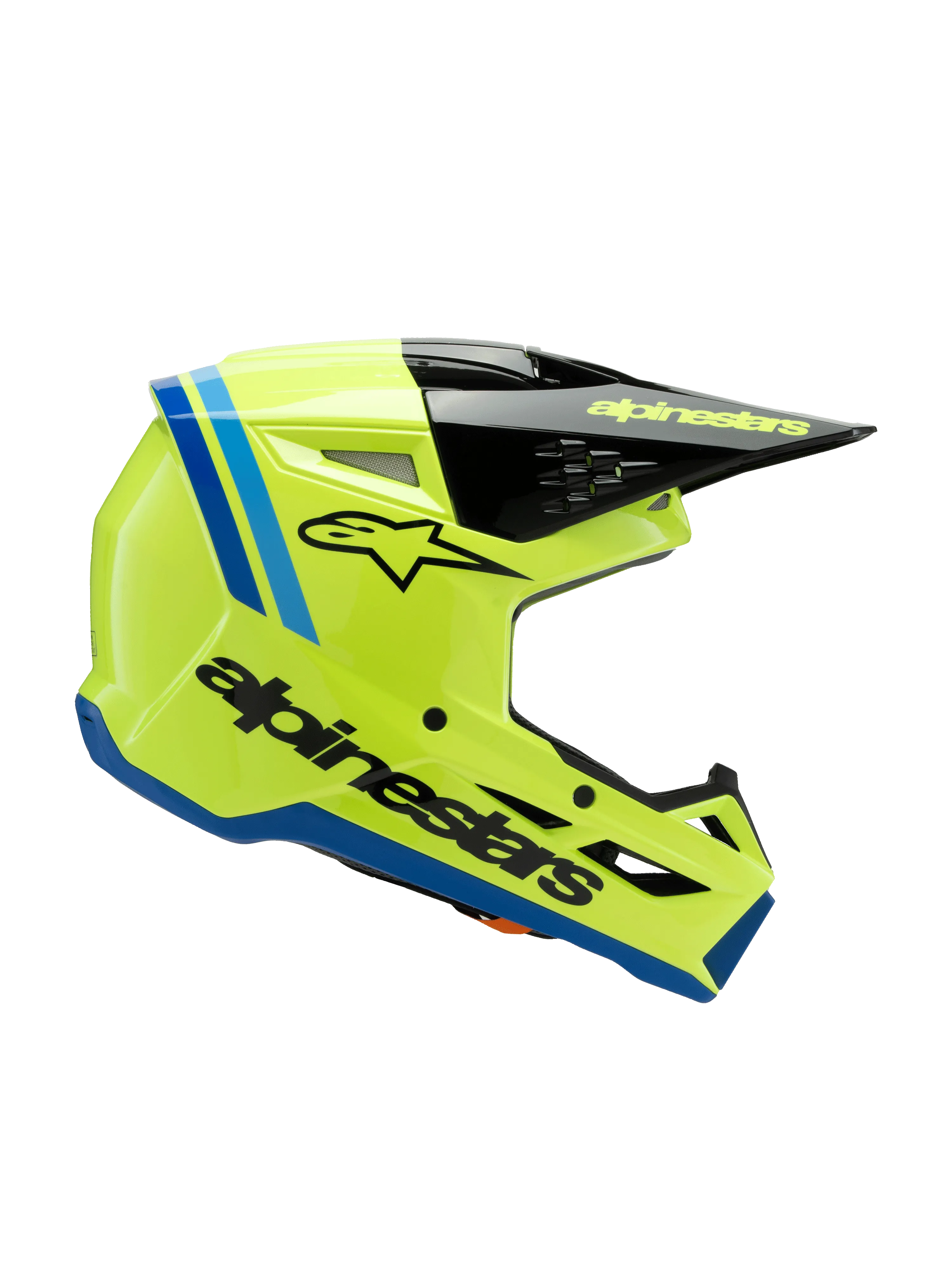 Alpinestars - 2025 SM3 Youth Radium Yellow Black Blue Glossy MX Helmet