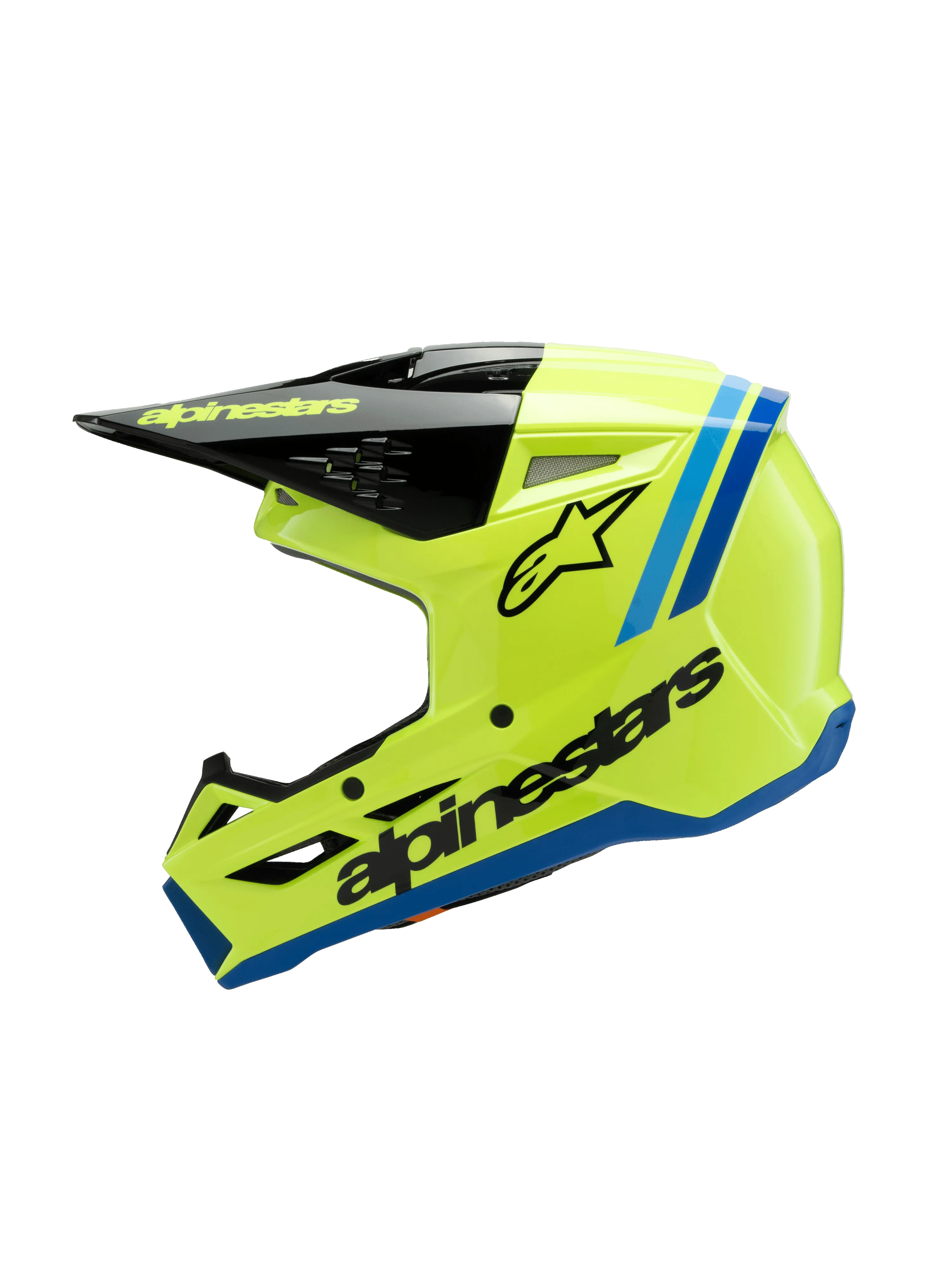 Alpinestars - 2025 SM3 Youth Radium Yellow Black Blue Glossy MX Helmet