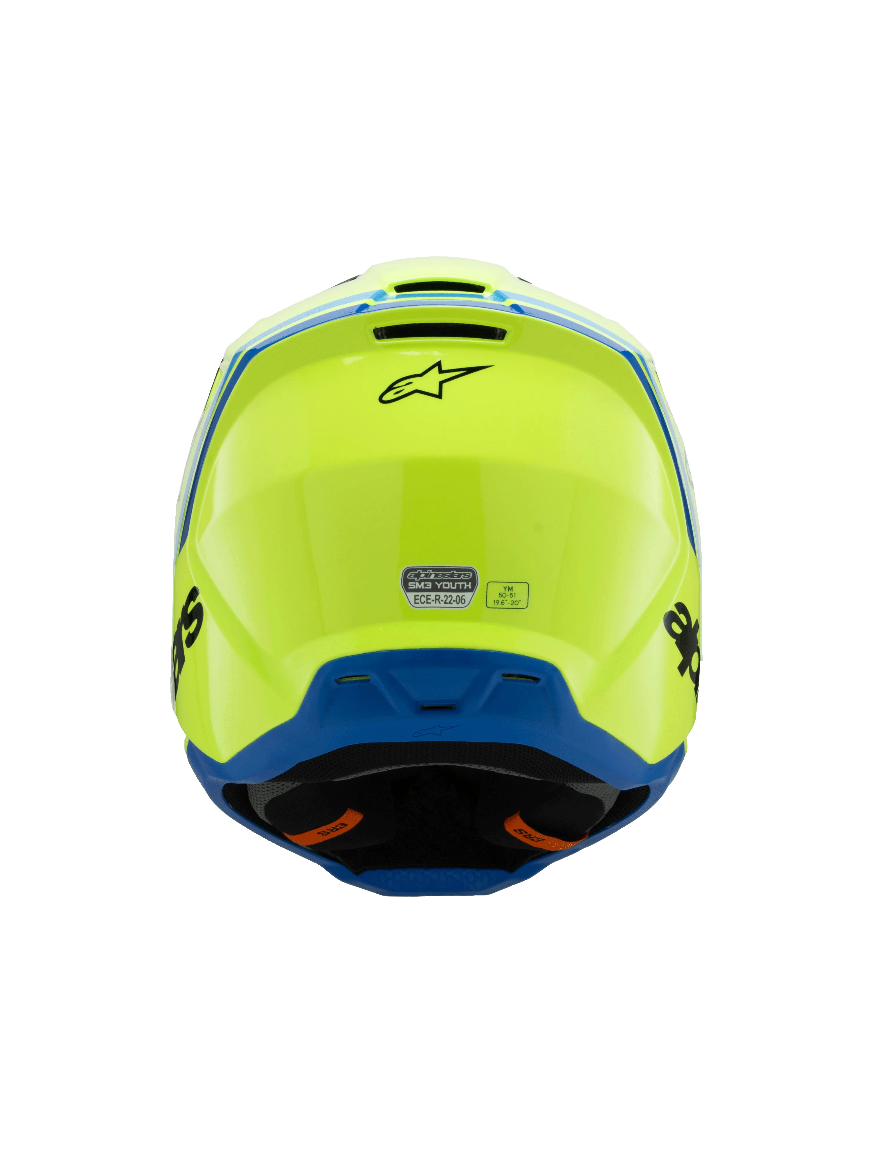 Alpinestars - 2025 SM3 Youth Radium Yellow Black Blue Glossy MX Helmet