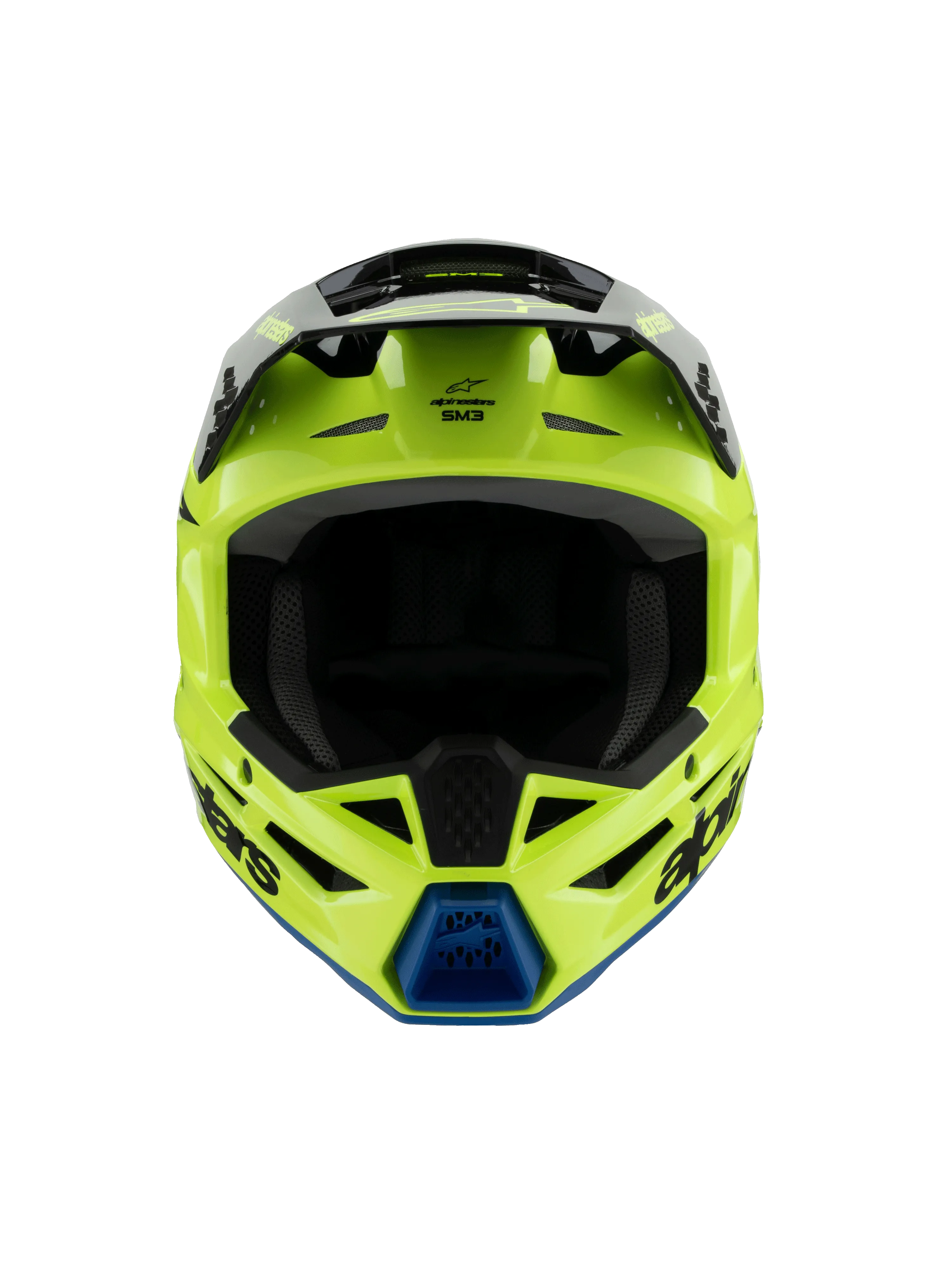 Alpinestars - 2025 SM3 Youth Radium Yellow Black Blue Glossy MX Helmet