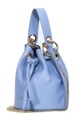 Anna Paola - Light Blue Pebbled Leather Bucket Bag