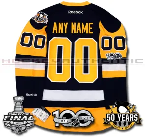 ANY NAME AND NUMBER PITTSBURGH PENGUINS 2017 STANLEY CUP FINALS PREMIER REEBOK NHL JERSEY