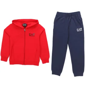 Armani Junior Ea7 Red And Blue Tracksuit For Children And Teen