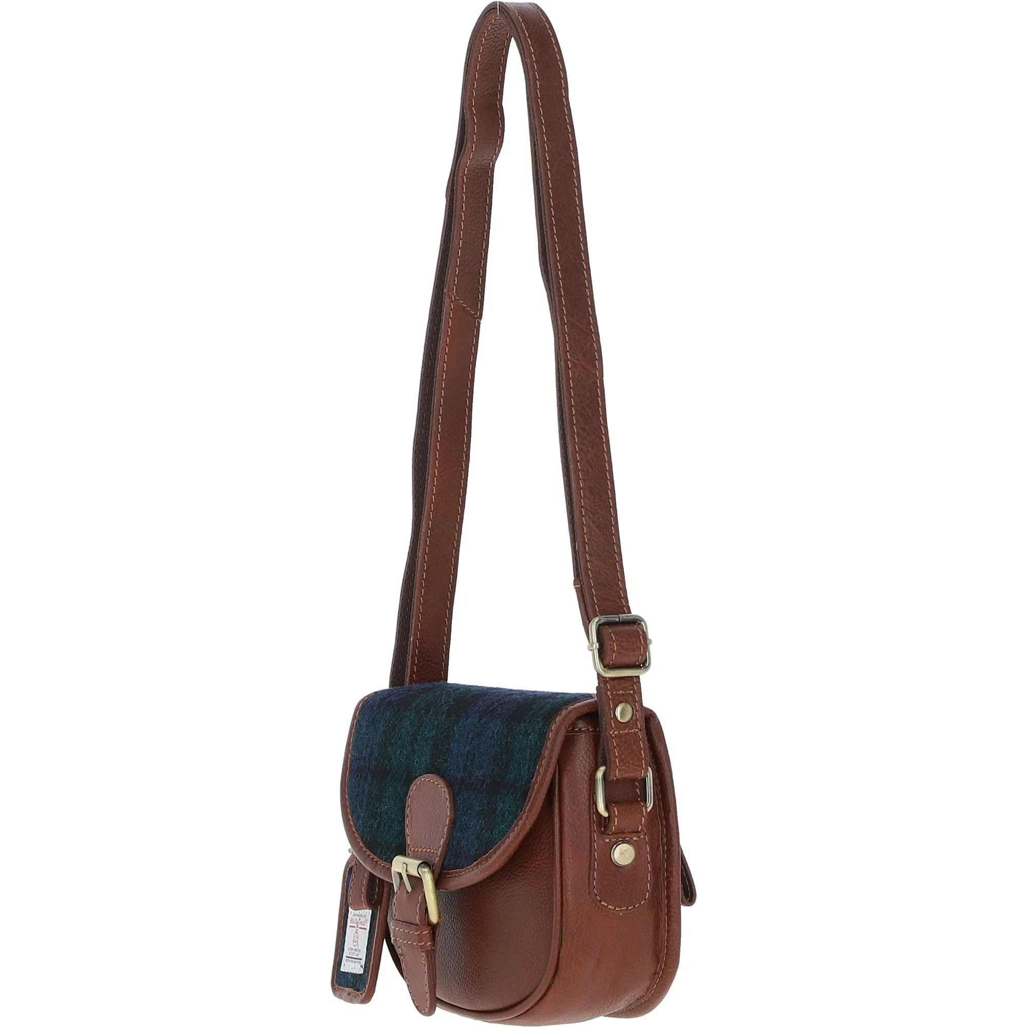 Ashwood Leather & Harris Tweed Saddle Bag Tan/Watch: TW-26-04-TW