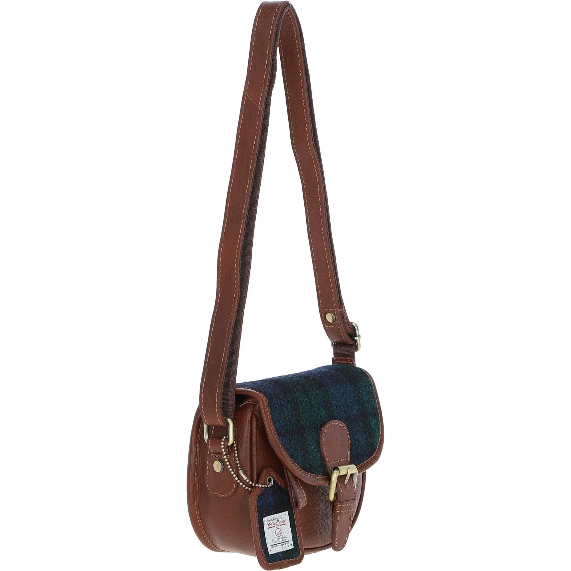 Ashwood Leather & Harris Tweed Saddle Bag Tan/Watch: TW-26-04-TW