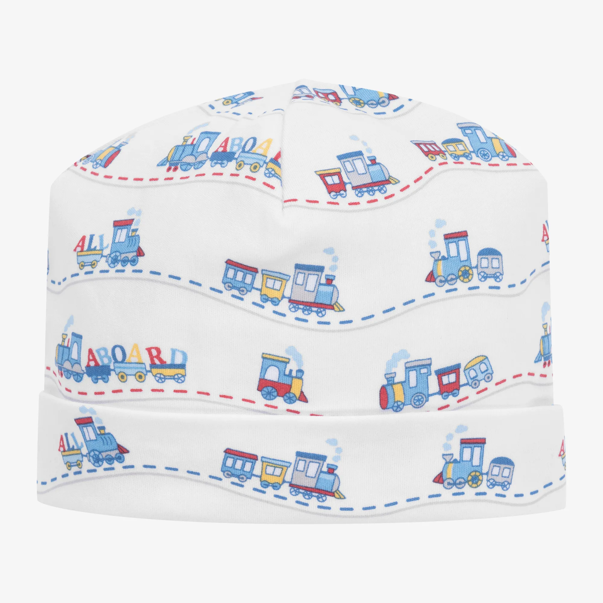 Baby Boys White Rambling Railroad Layette Hat