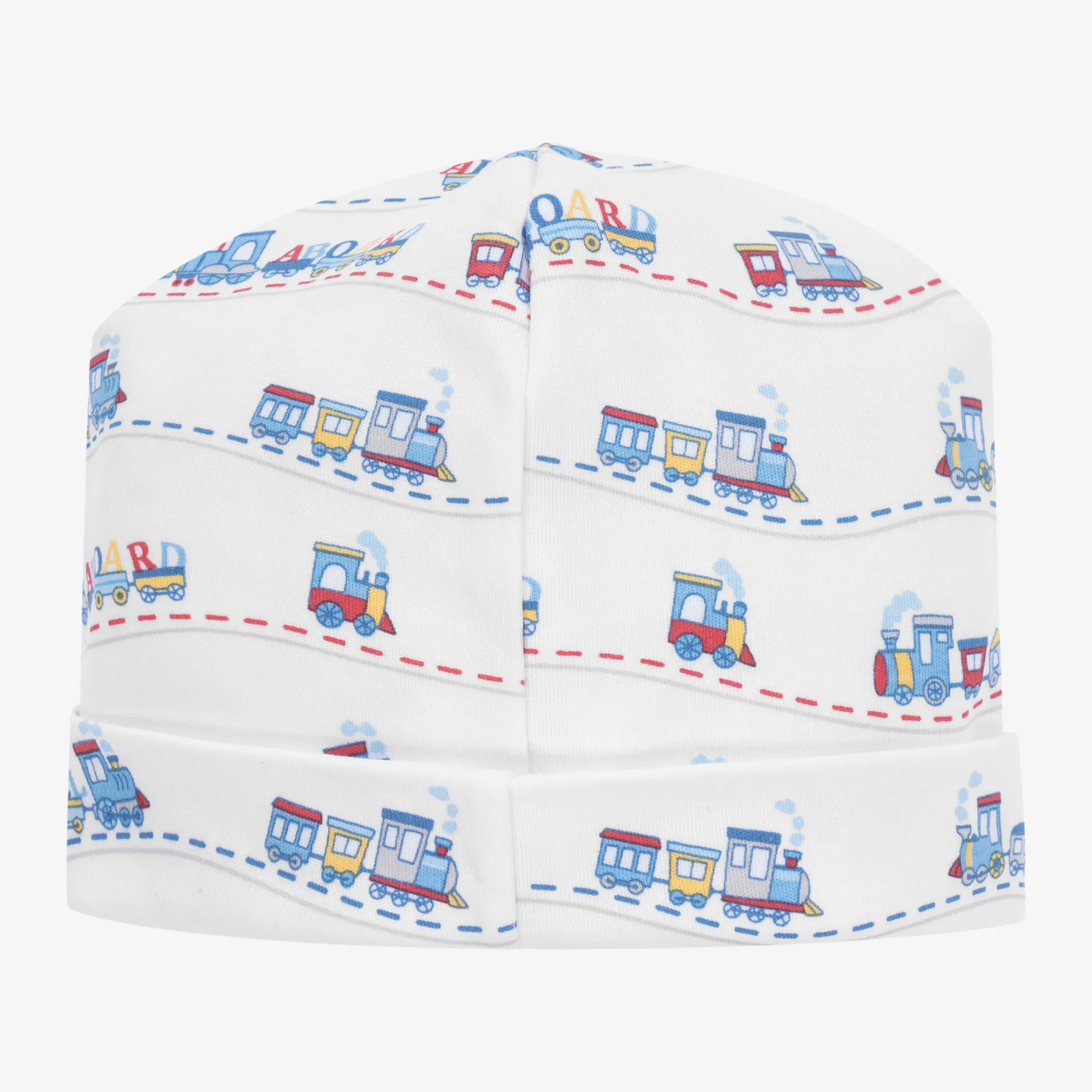 Baby Boys White Rambling Railroad Layette Hat