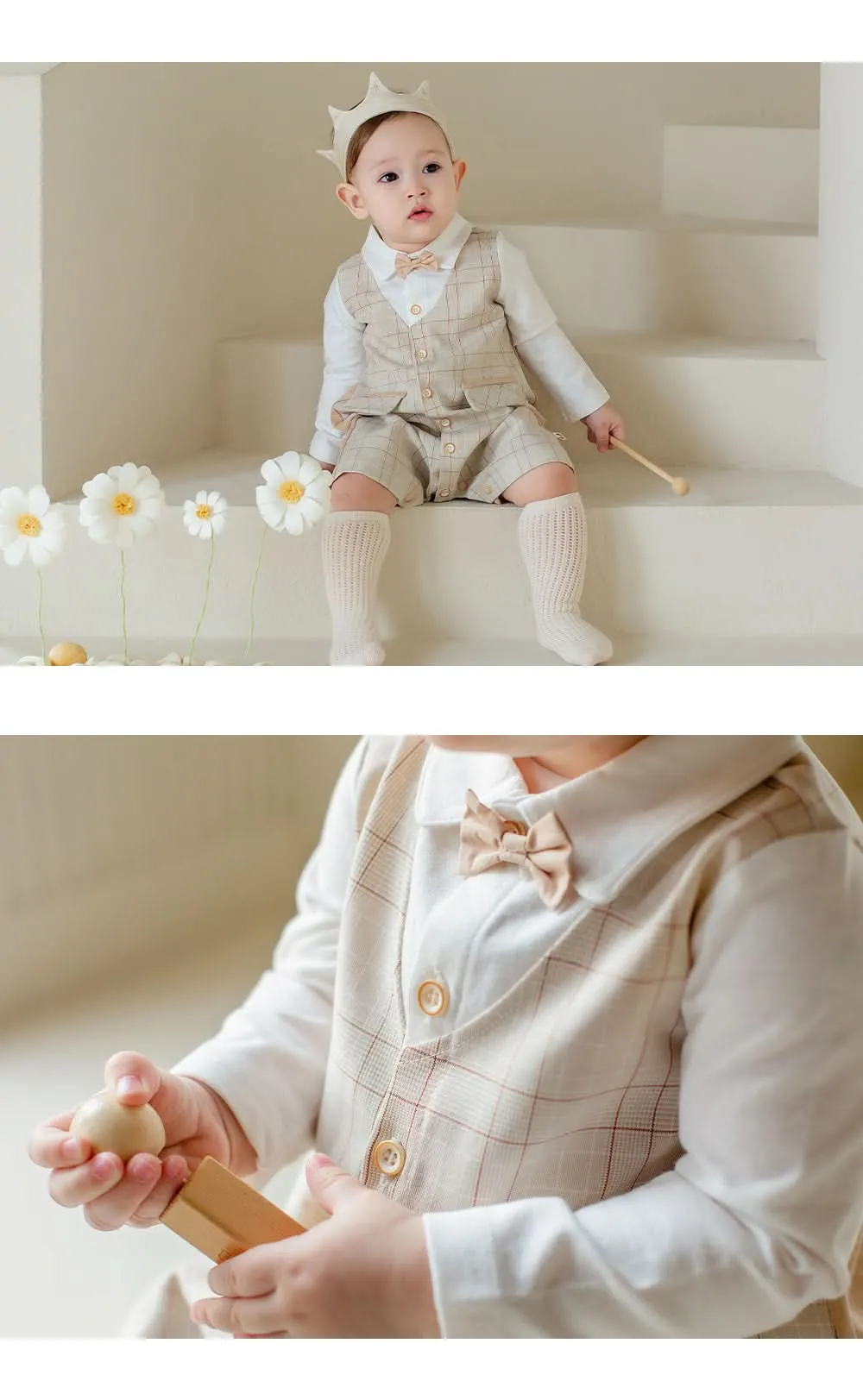 Baby Toddler Boy Bow-Tie and Shirt Romper Set (6-36m)