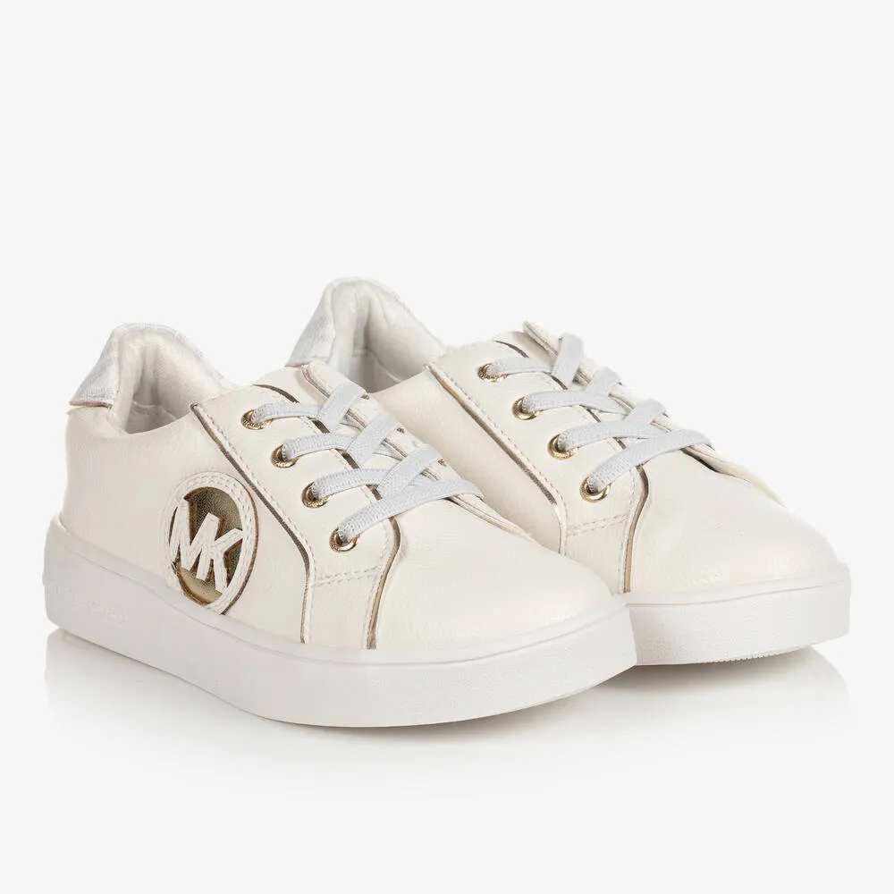 Baby White & Gold Logo Trainers