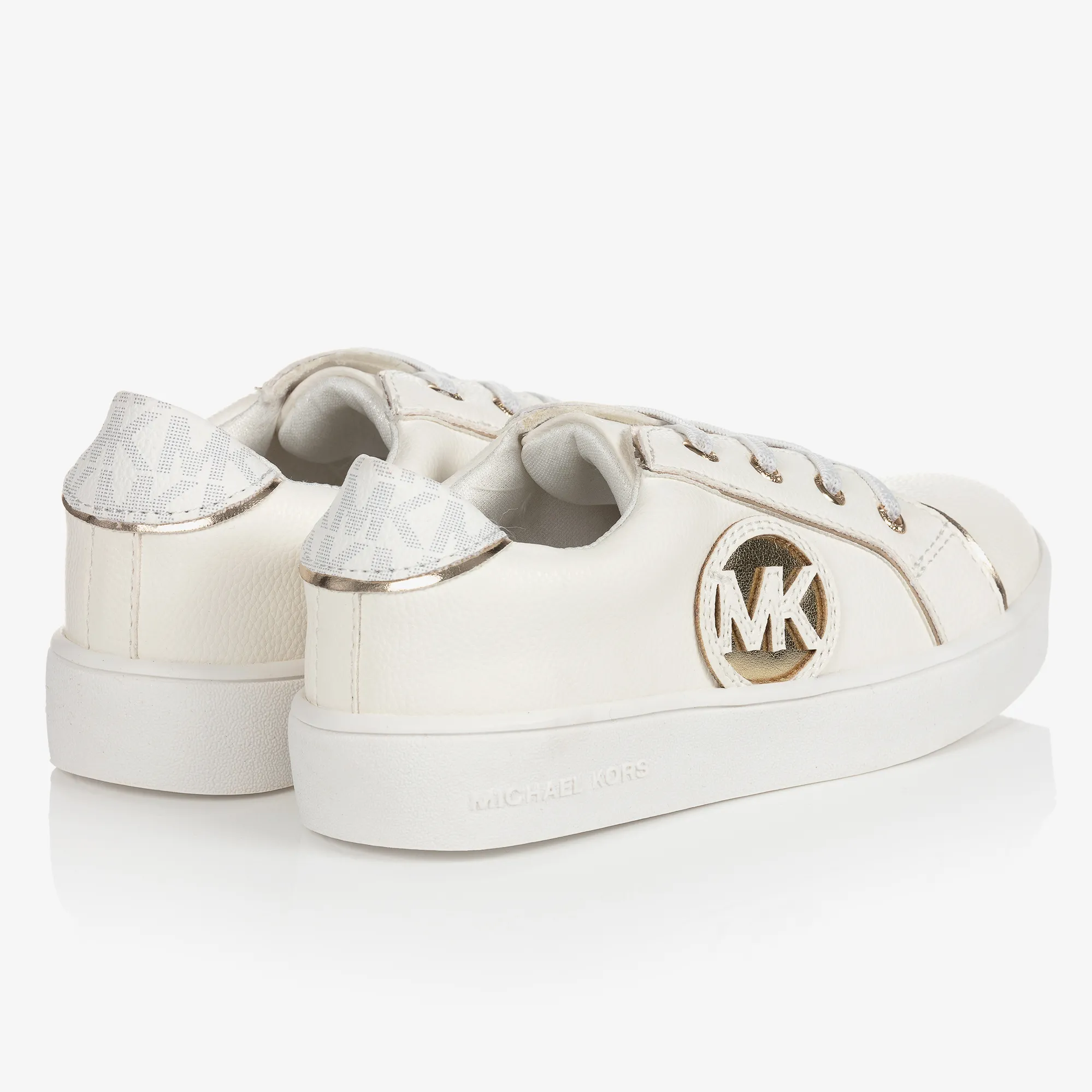 Baby White & Gold Logo Trainers