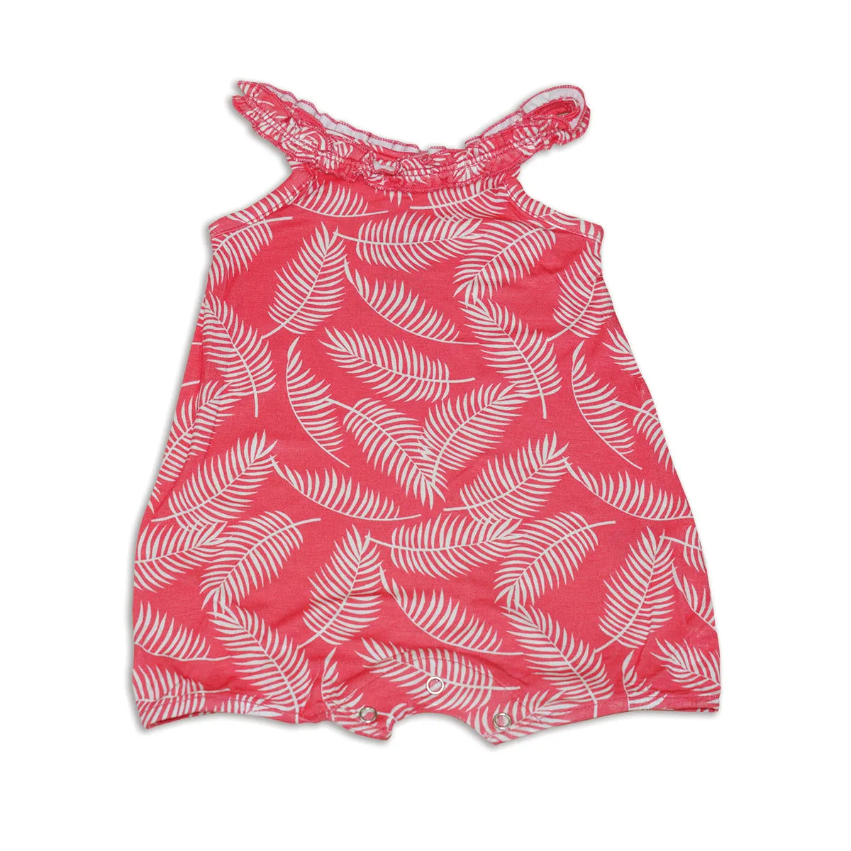 Bamboo Ruffle Romper (Breezy Leaves Print)