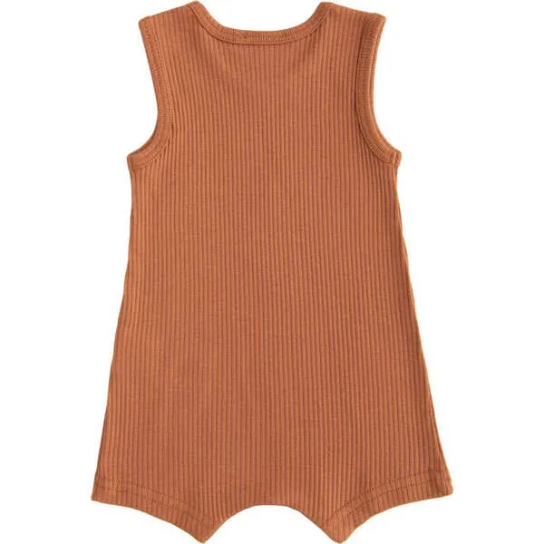 BANBLU Terracotta Sleeveless Modal Romper, Orange