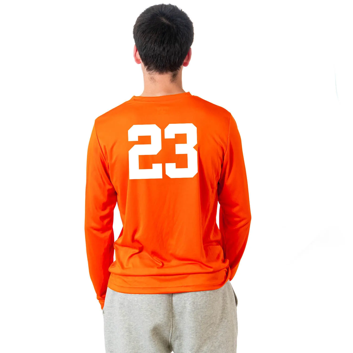 Baseball Long Sleeve Performance Tee - Helmet Pumpkin 