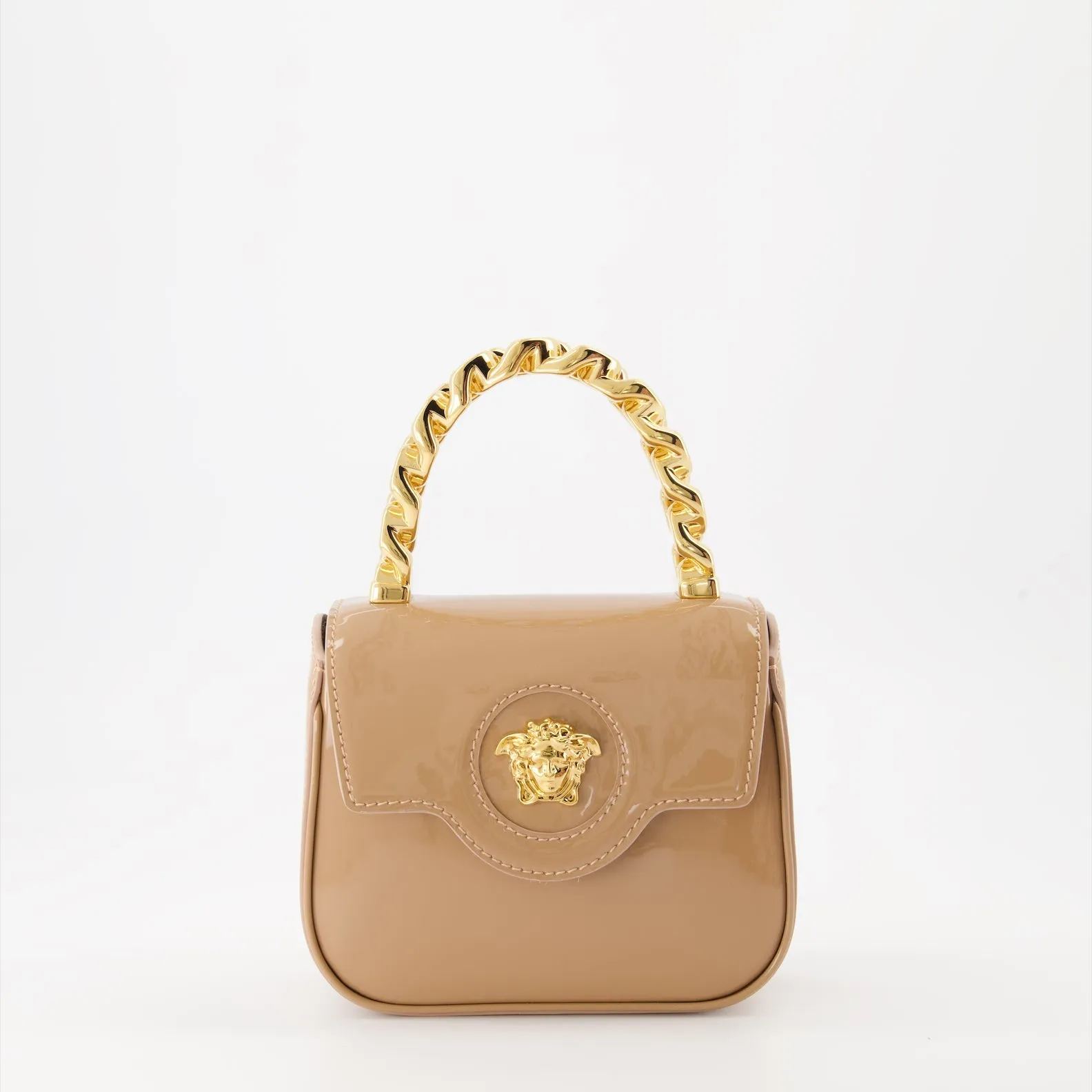 Beige Patent Leather La Medusa Bag