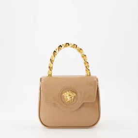 Beige Patent Leather La Medusa Bag