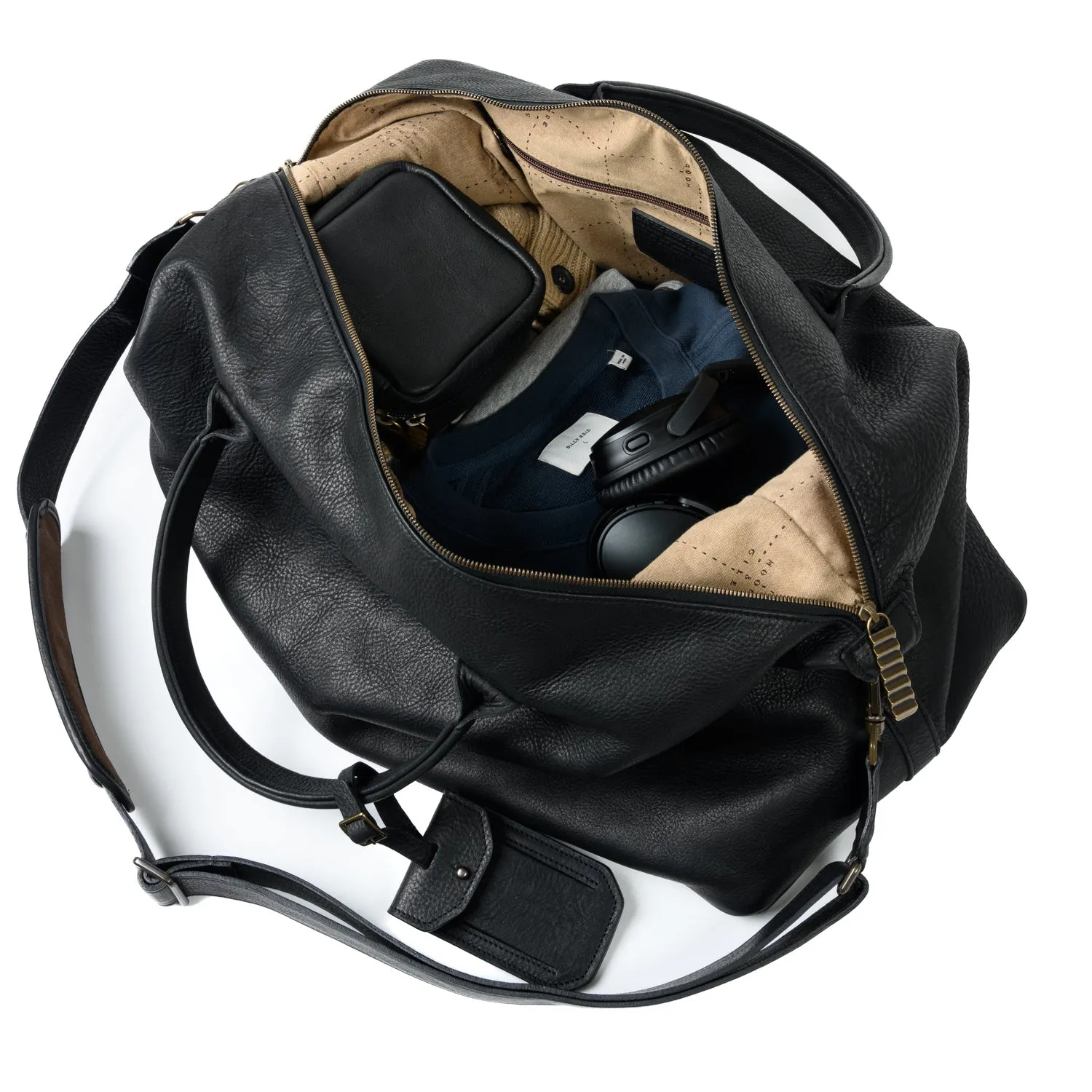 Benedict Leather Weekend Bag in Seven Hills Black by Moore & Giles