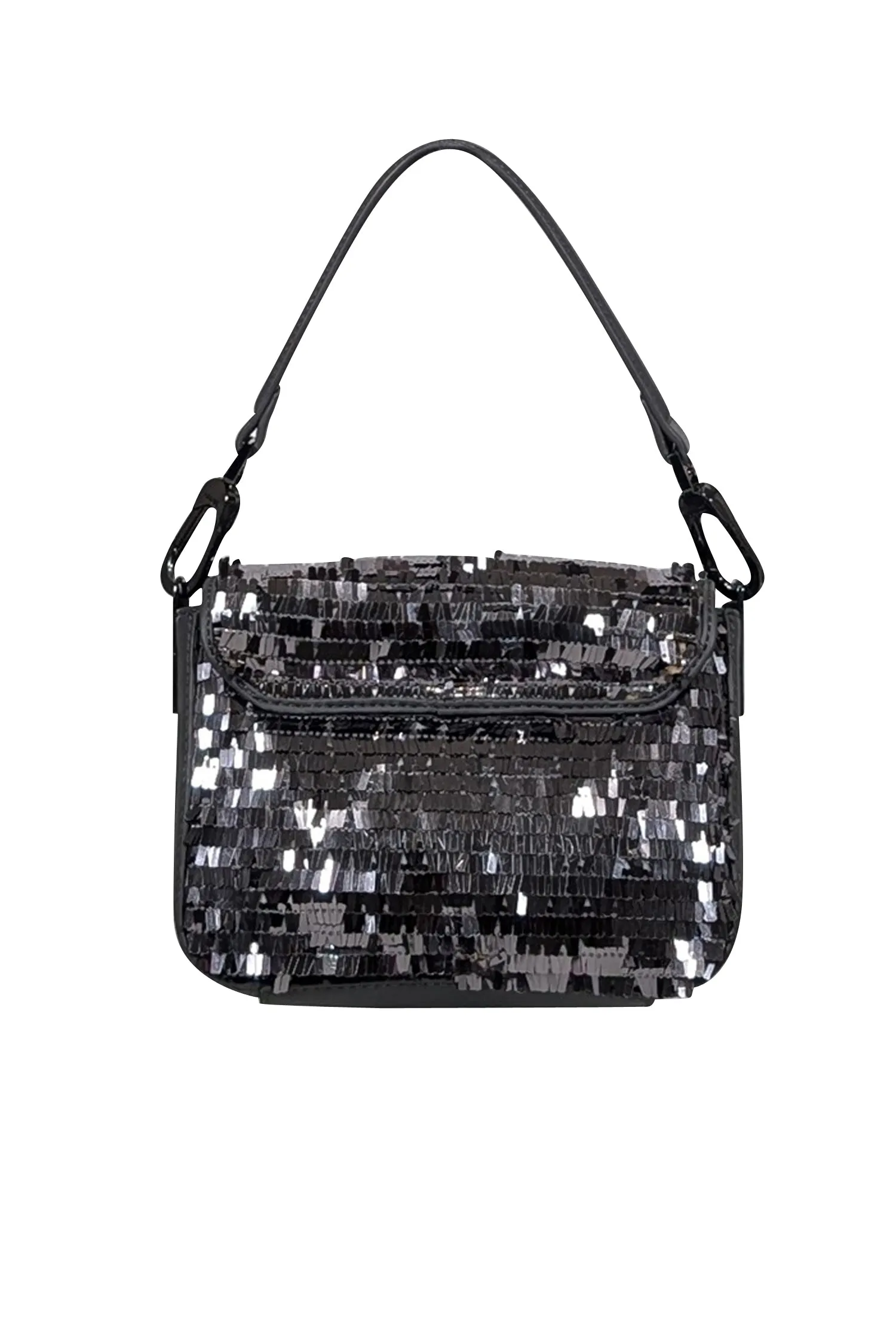 Bibi Lou - Grey Faux Leather & Pewter Sequin Top Handle Mini Bag