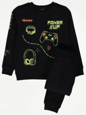 Black Gamer Edition Sweatshirt and Joggers Set | Kids | George at ASDA