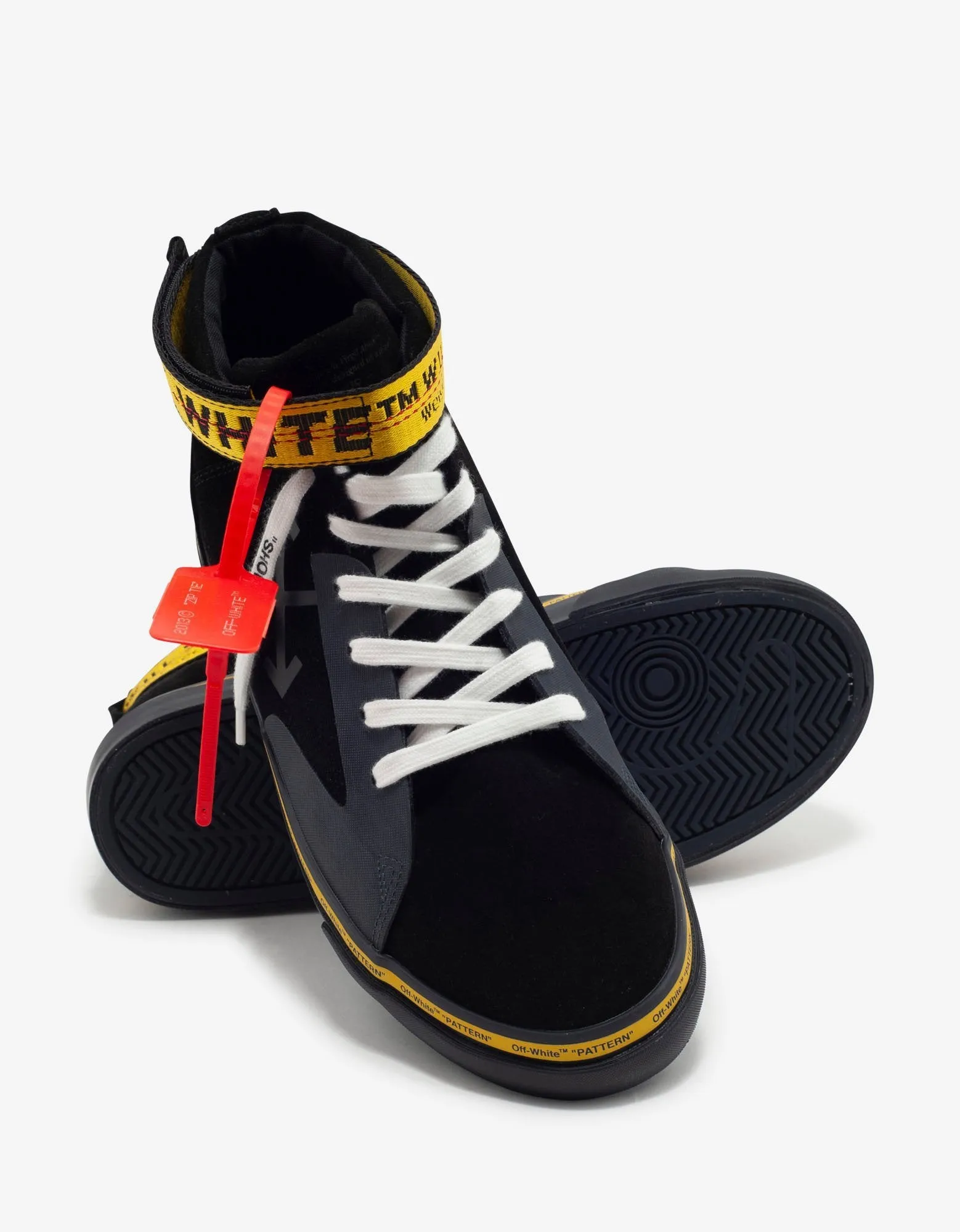 Black Industrial Vulcanized Mid Top Trainers -