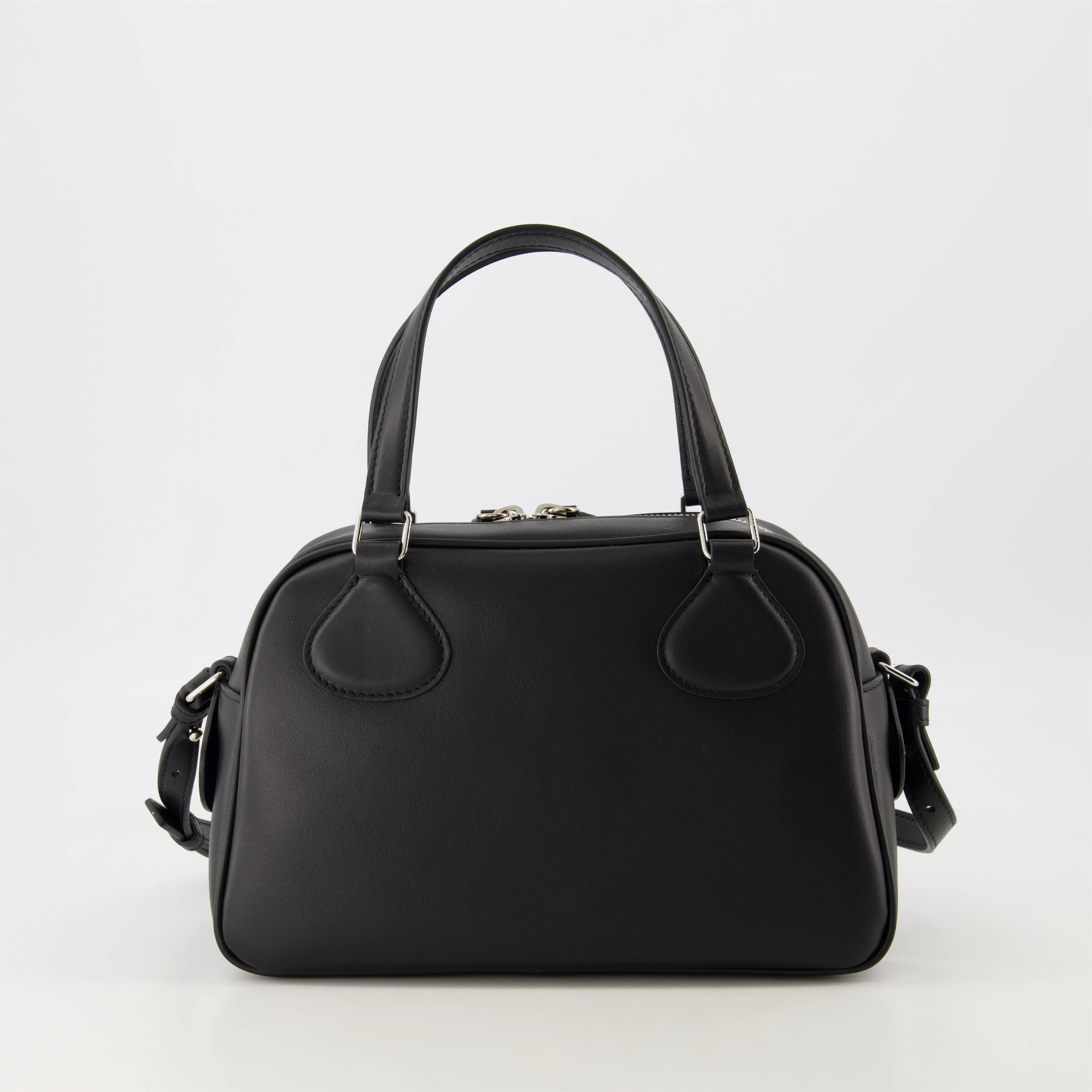 Black Leather Bowling Bag