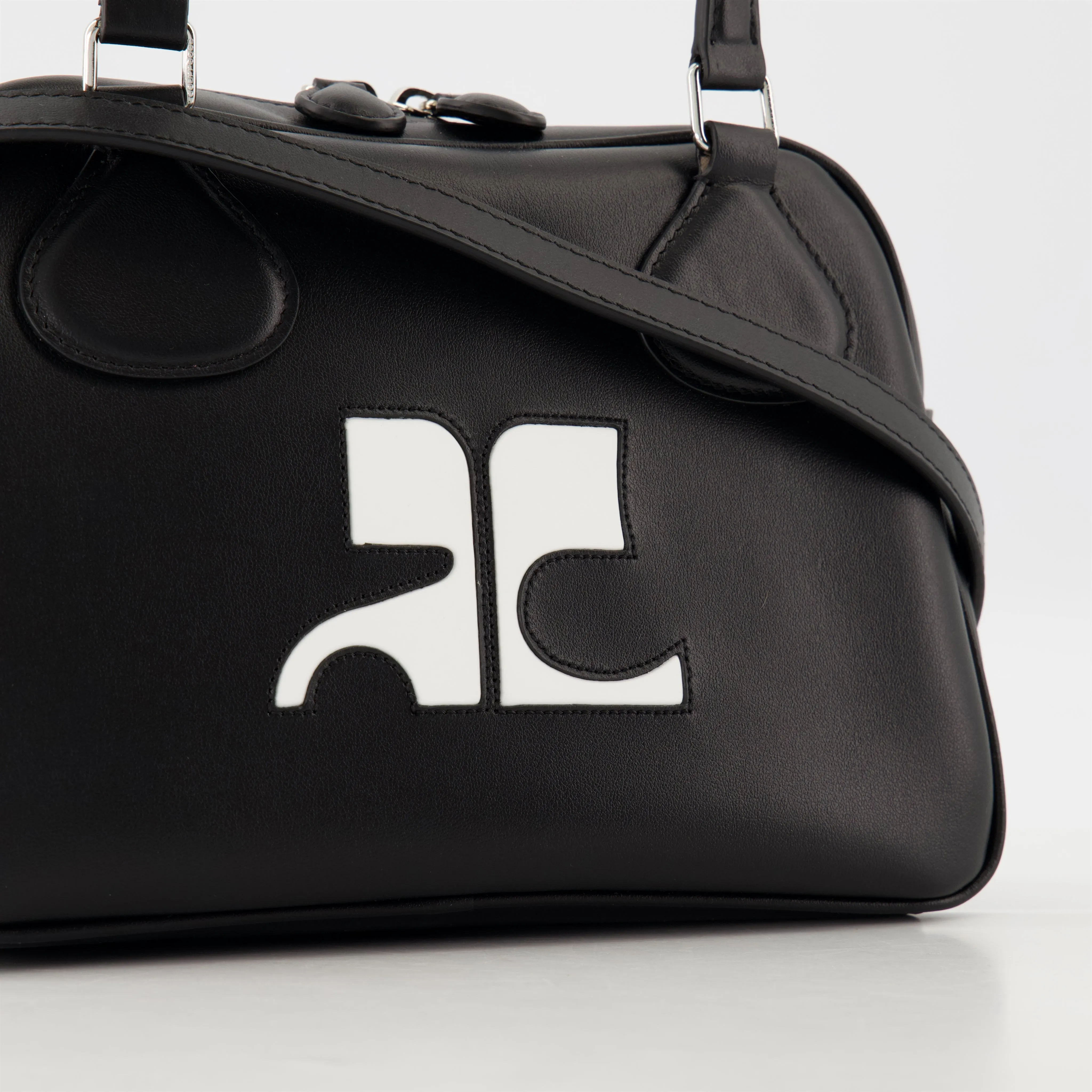 Black Leather Bowling Bag