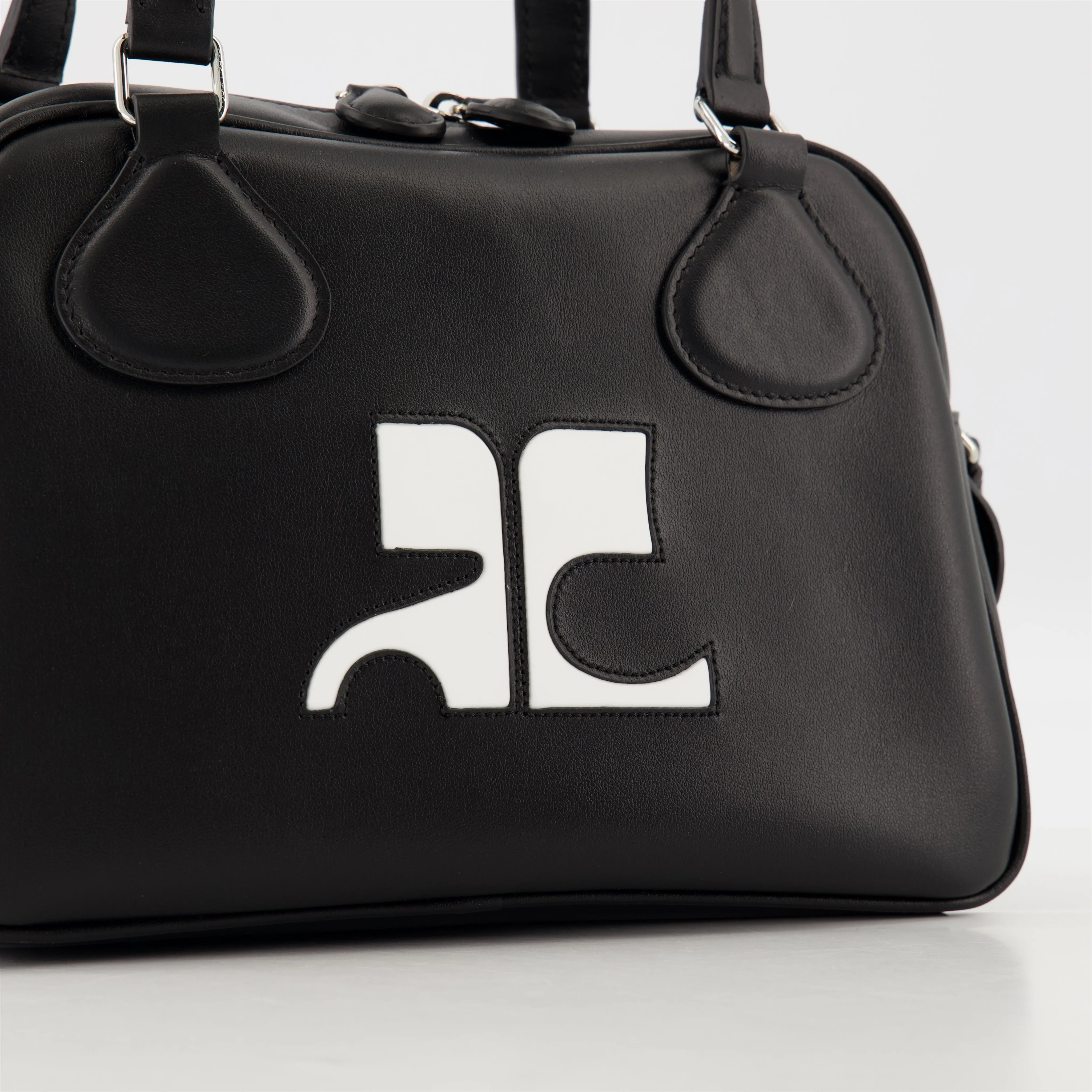 Black Leather Bowling Bag