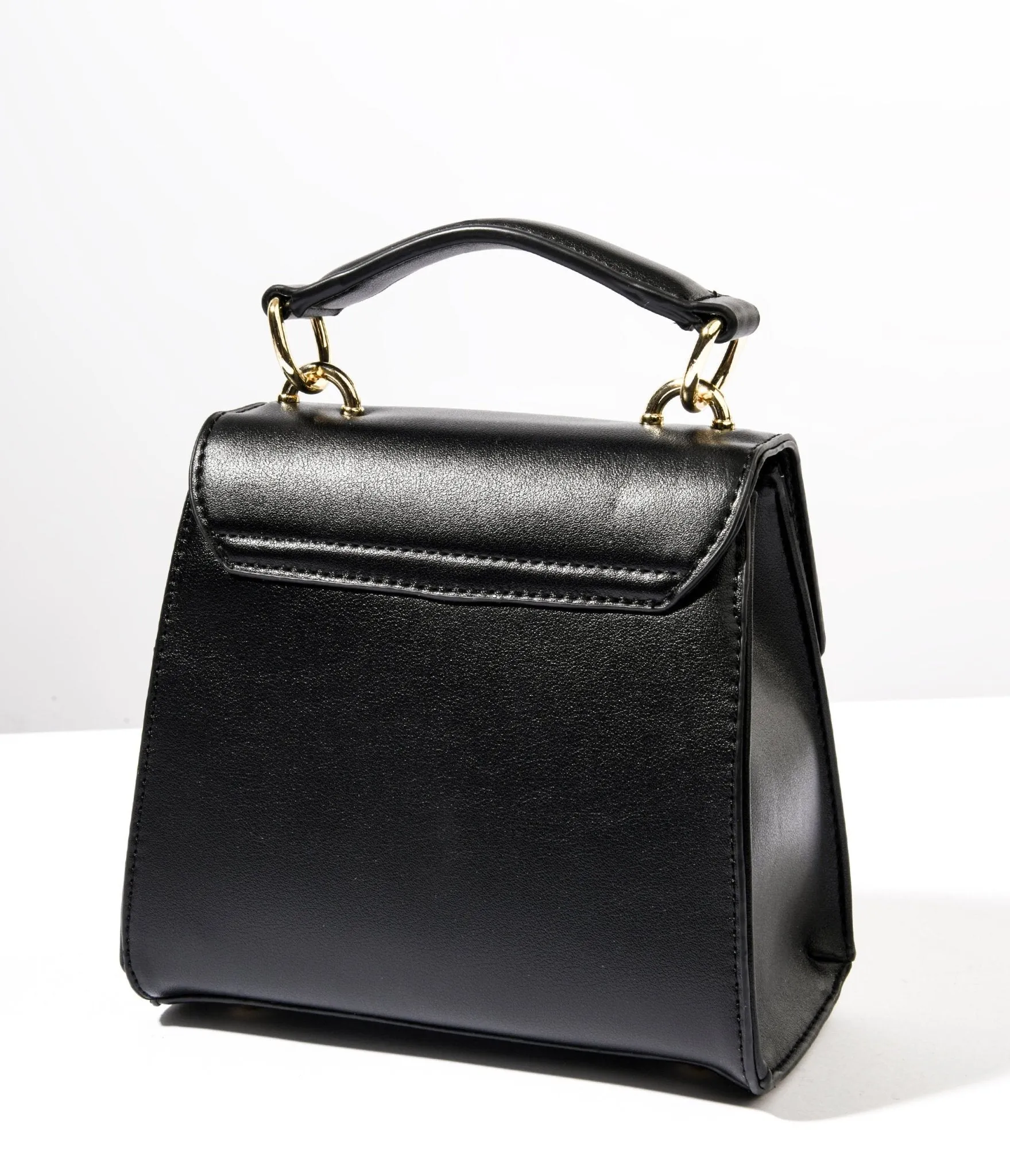 Black Leatherette Mini Handbag