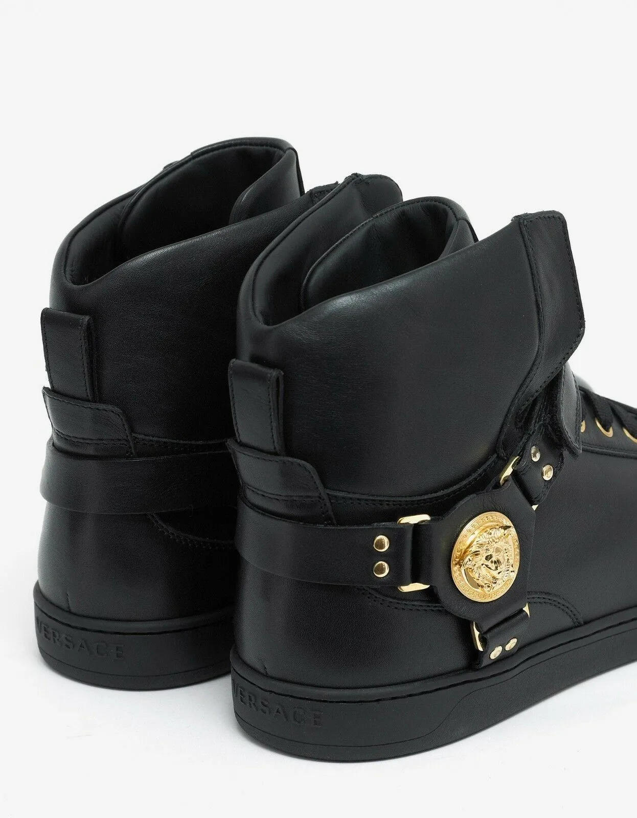 Black Medusa Strap High Top Trainers