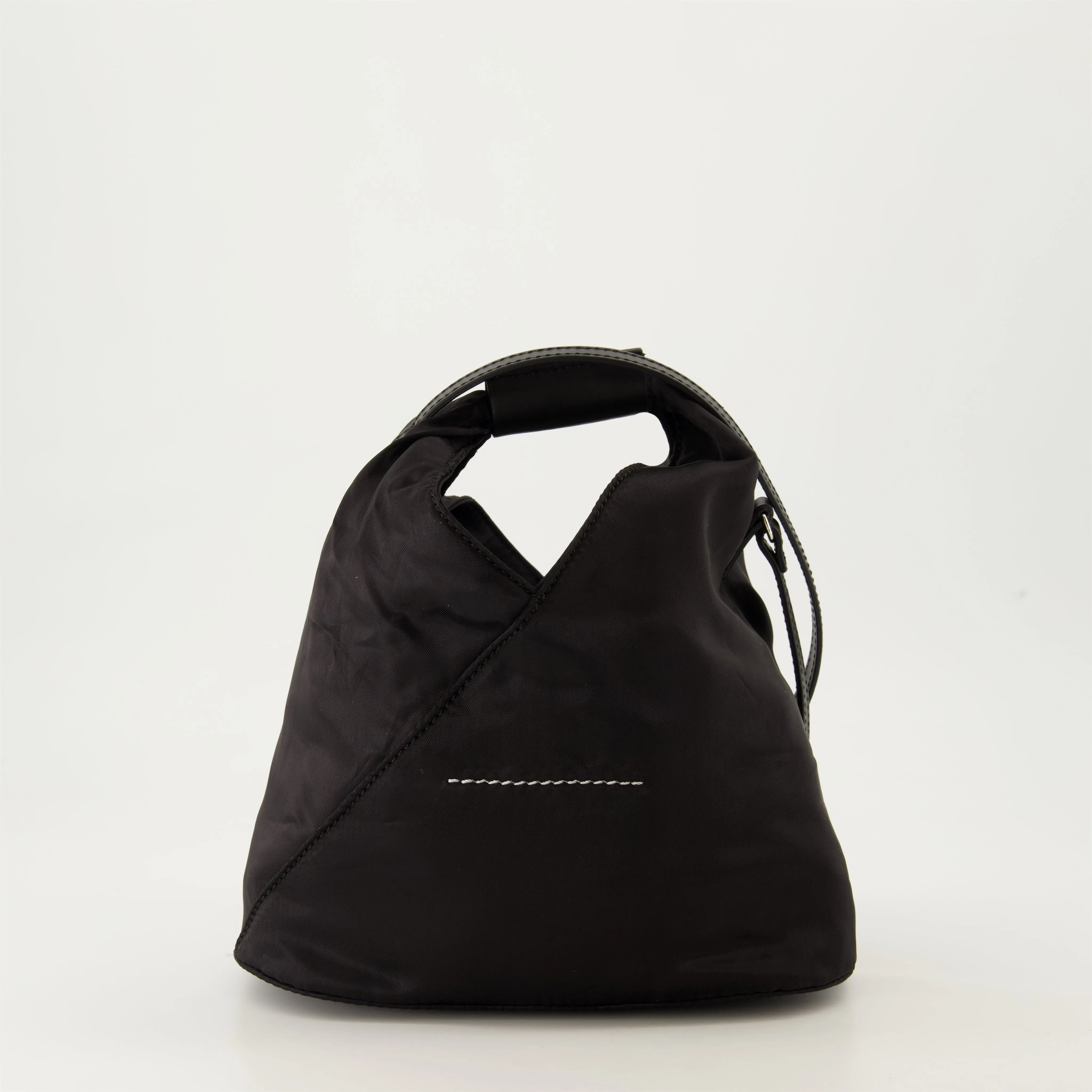 Black Nylon Bag with Leather Detail