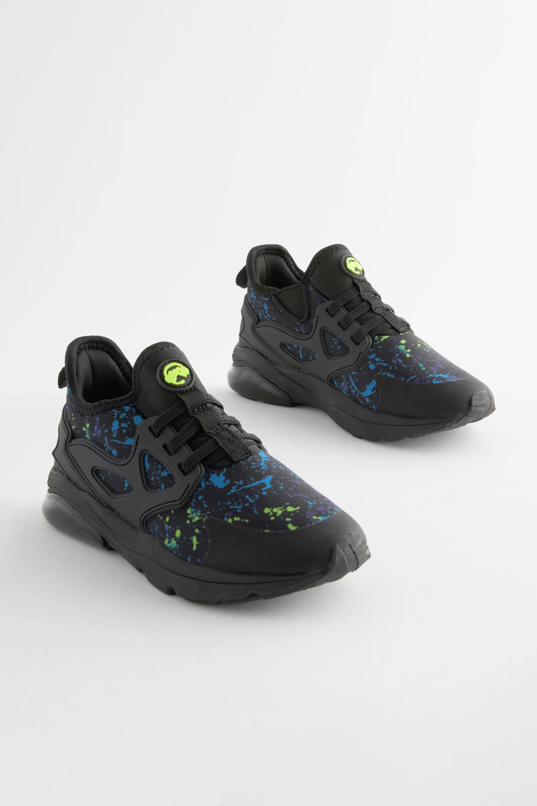 Black Splat Elastic Lace Trainers