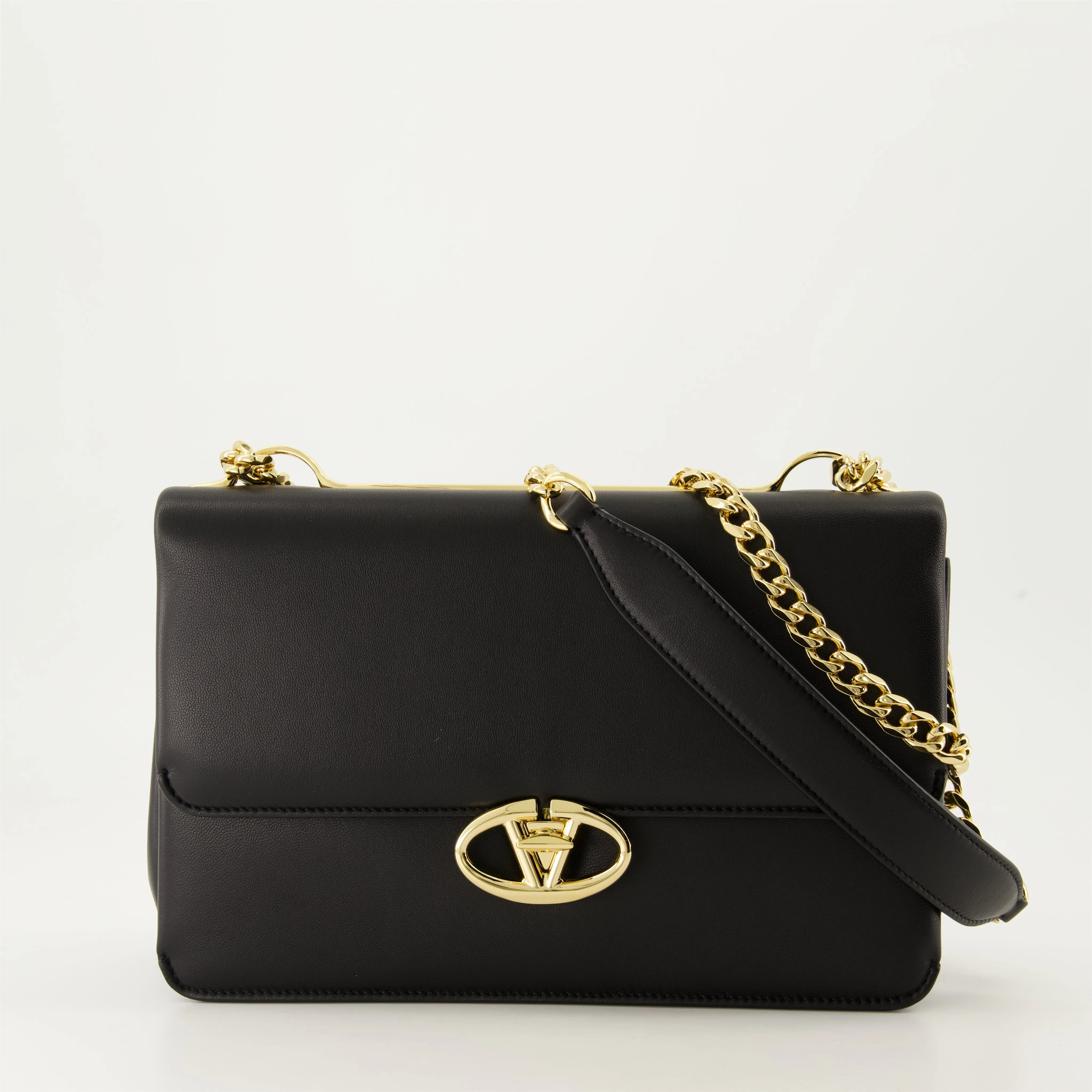 Black VLogo Leather Bag