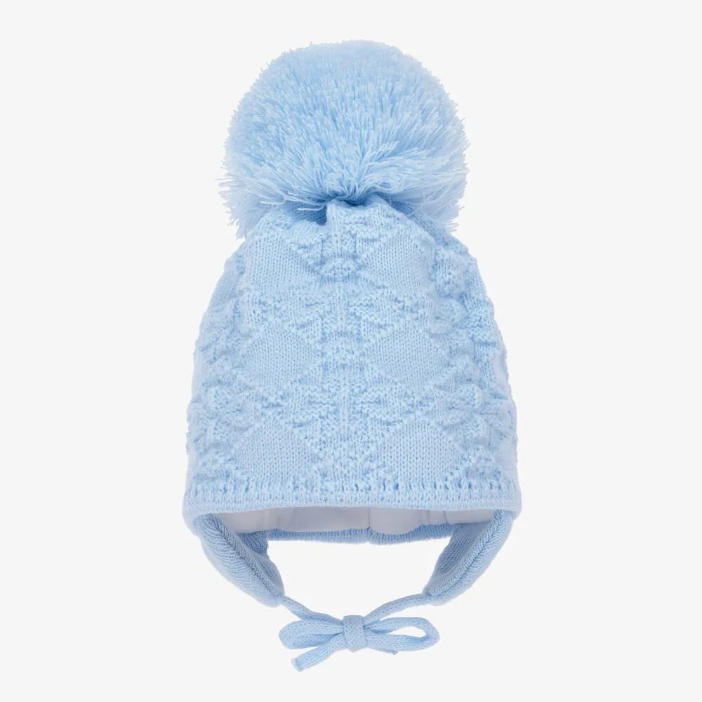 Blue Cassie Giant Pom-Pom Hat