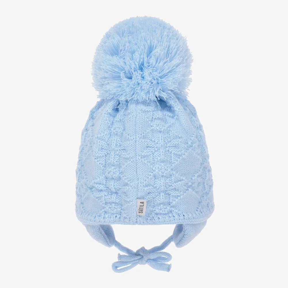 Blue Cassie Giant Pom-Pom Hat