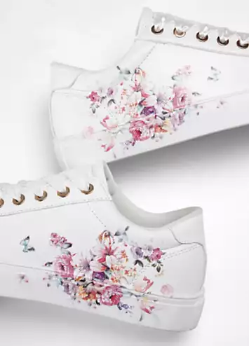 bonprix Floral Print Lace-Up Trainers | Grattan