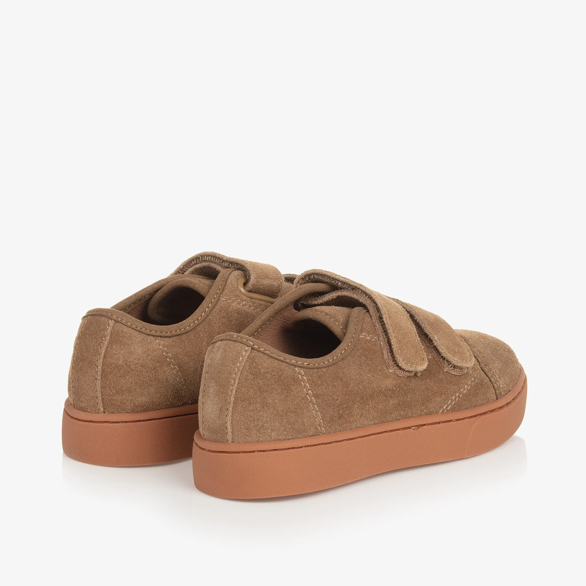 Boys Beige Suede Leather Velcro Trainers