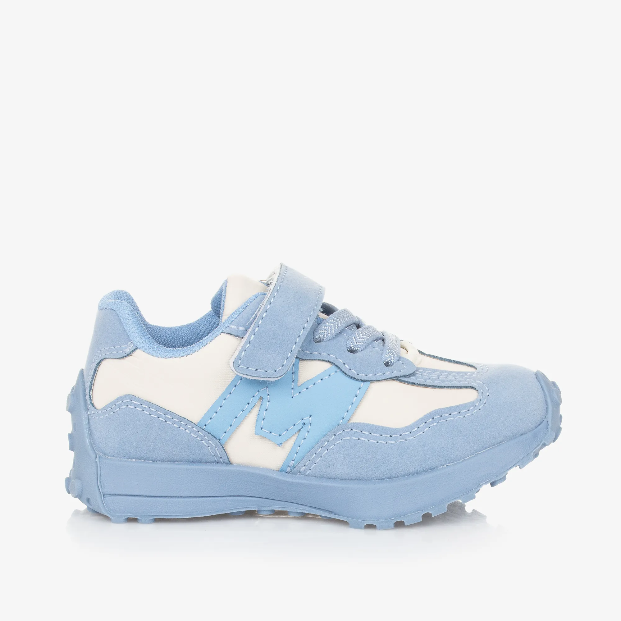 Boys Blue & White Faux Suede Trainers