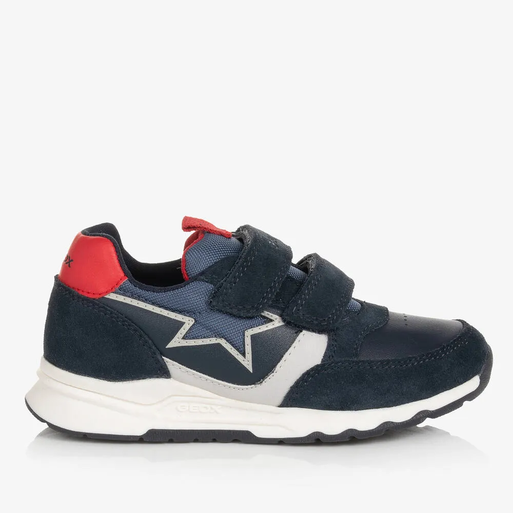 Boys Navy Blue Star Velcro Trainers