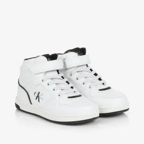 Boys White Velcro High-Top Trainers