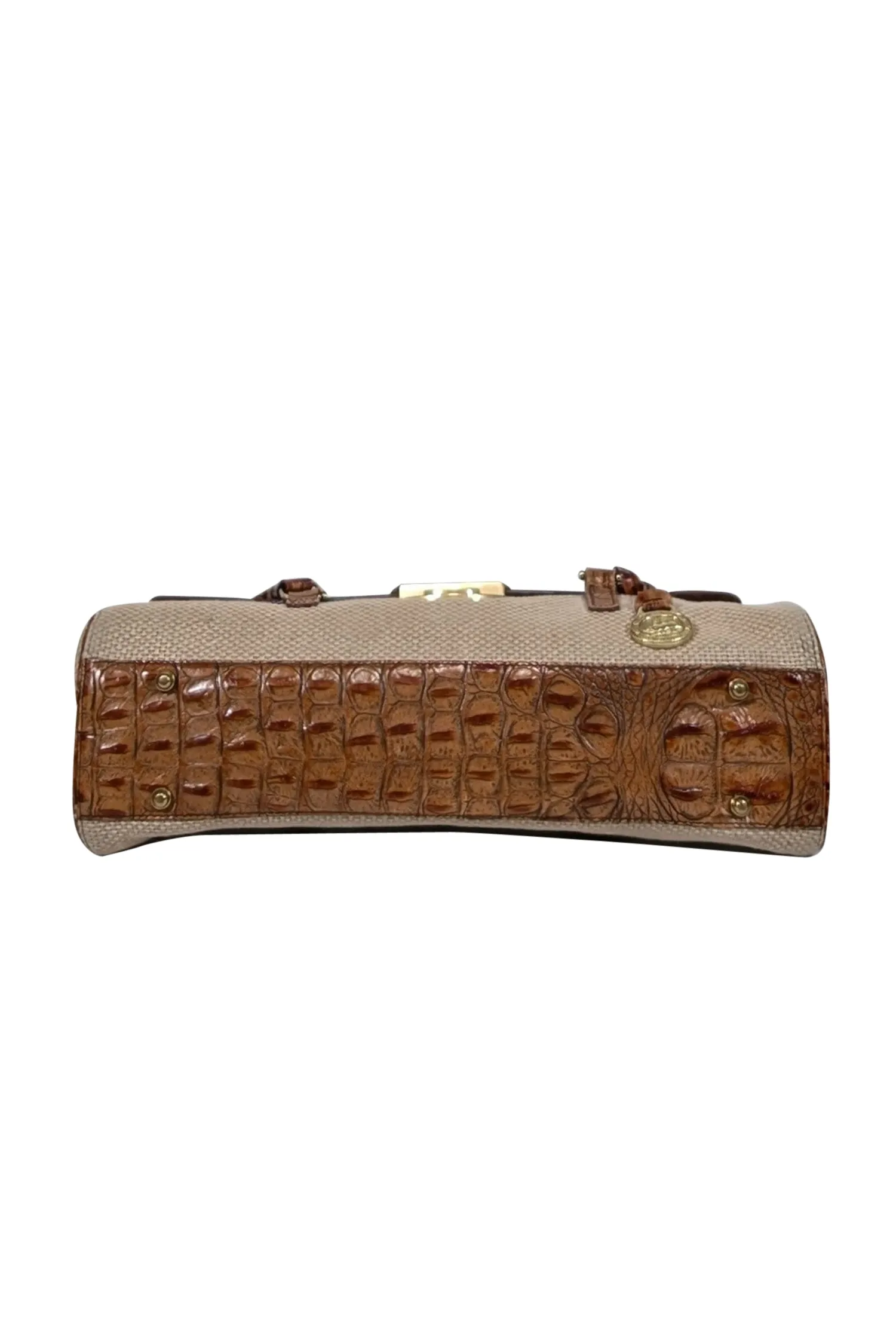 Brahmin - Beige Woven Bag w/ Croc Embossed Leather Trims