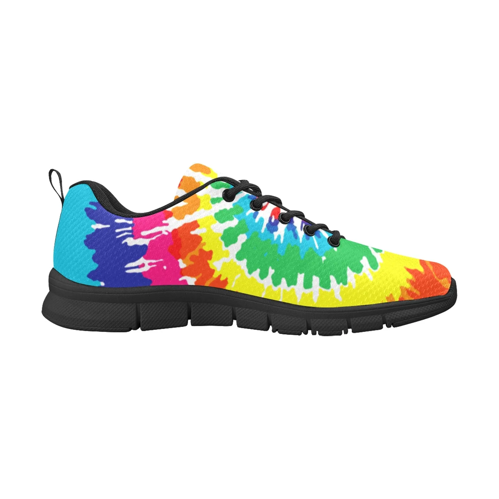 Bright Rainbow Tie Dye Women's Sneakers Black